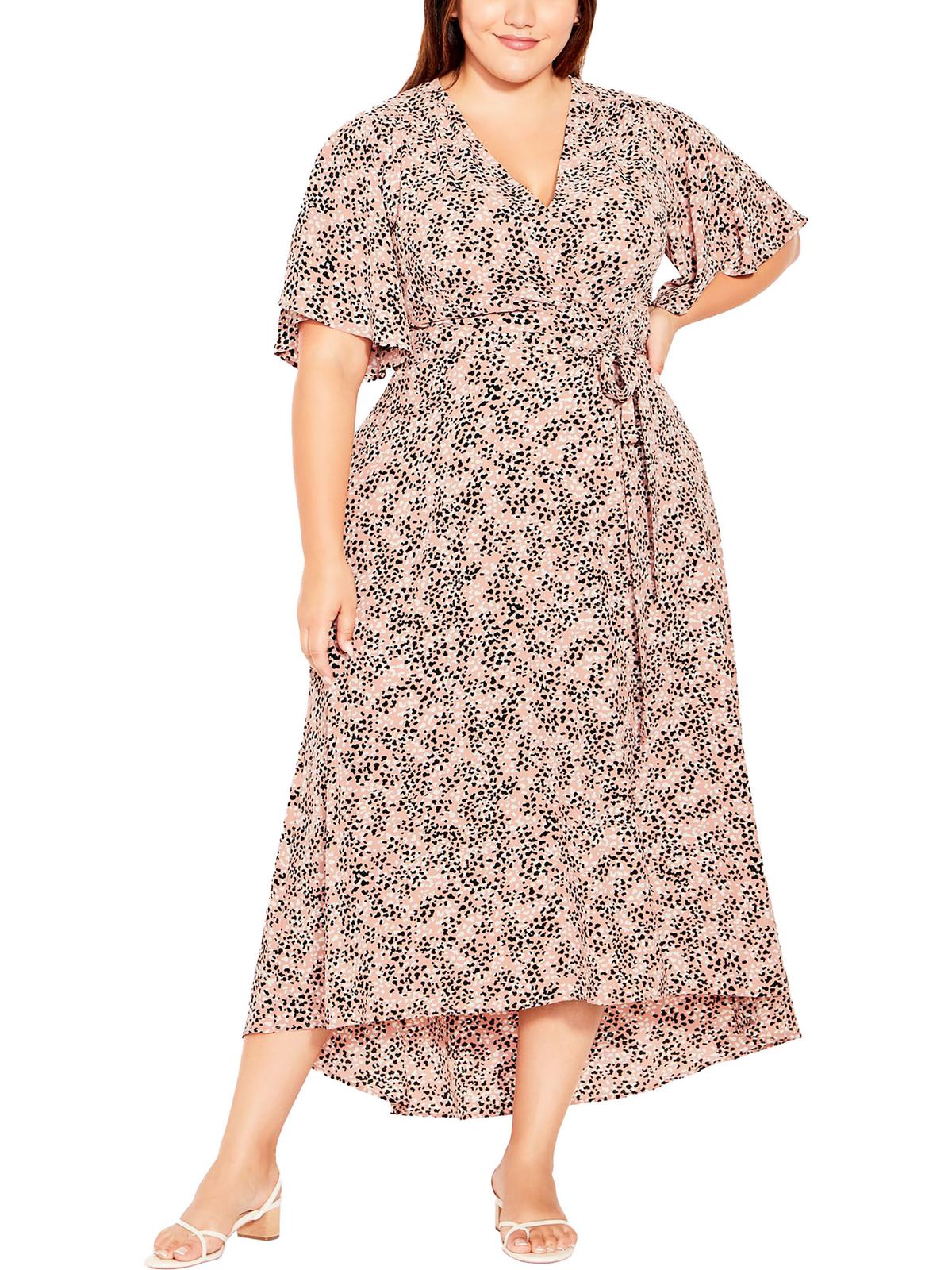 Shop Evans Plus Womens Wrap Printed Maxi Dress In Multi