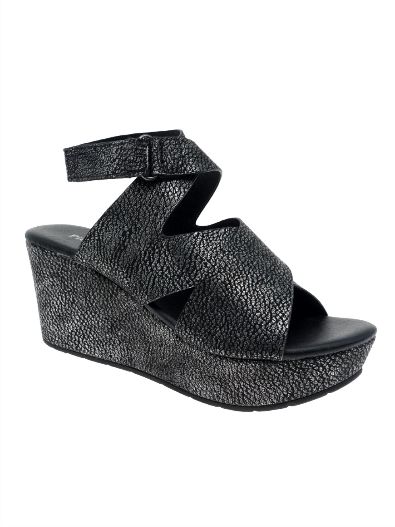 Shop Pierre Dumas Natural 15 Wedge Sandal In Pewter In Grey