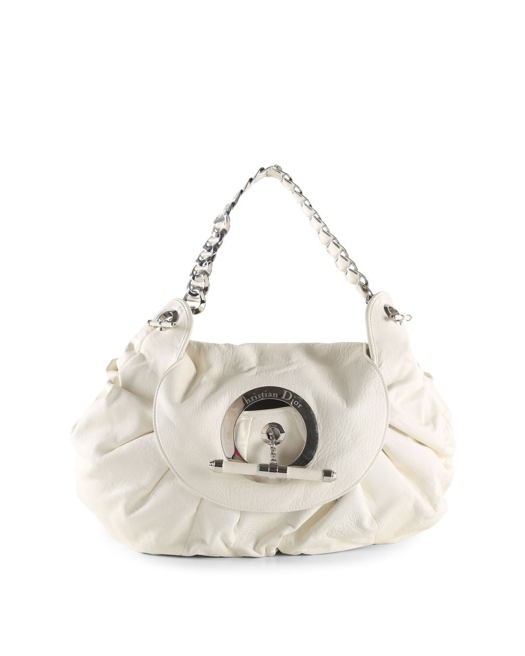 Image of Christian Dior White Leather Jazz Club Hobo Bag