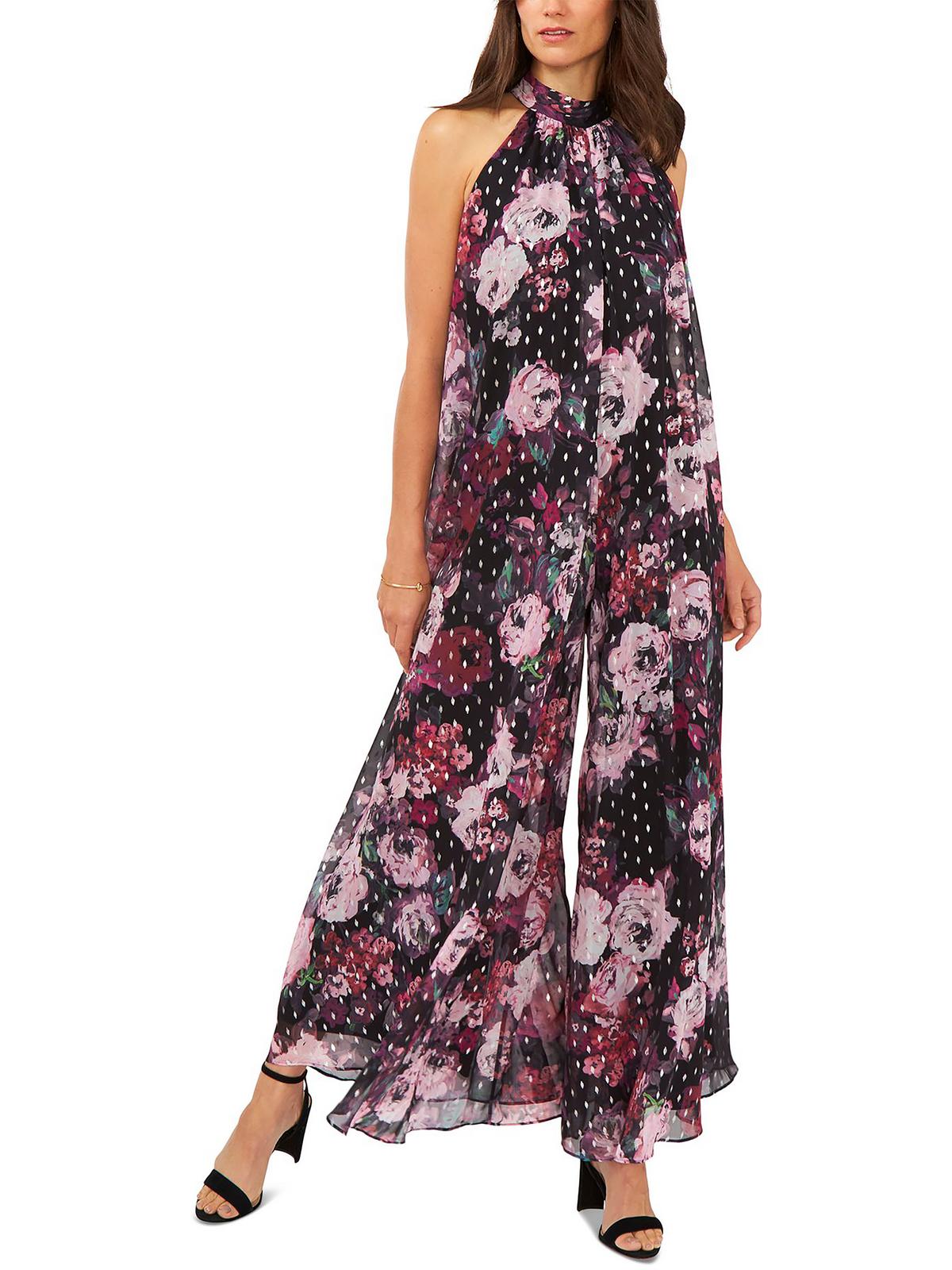 Shop Msk Womens Floral Print Halter Jumpsuit In Multi