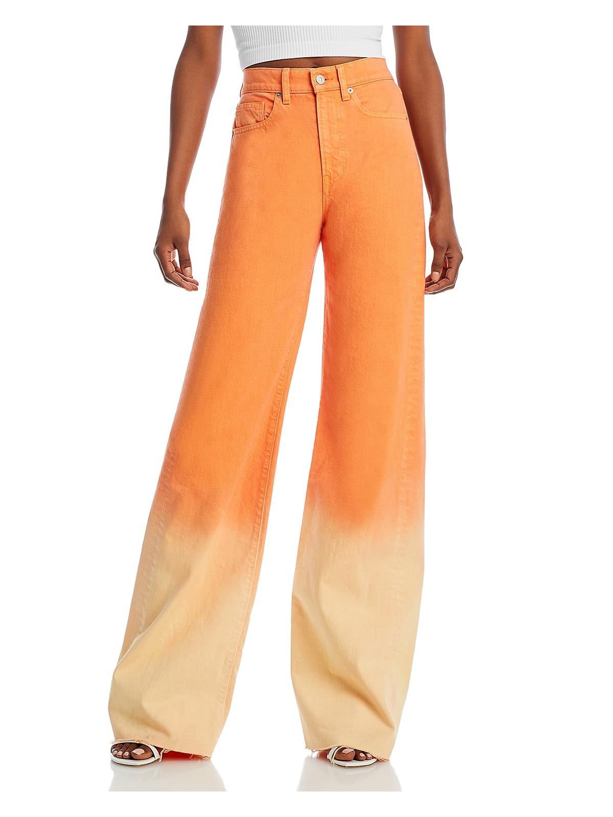 Shop Veronica Beard Womens High Rise Ombre Wide Leg Jeans In Orange