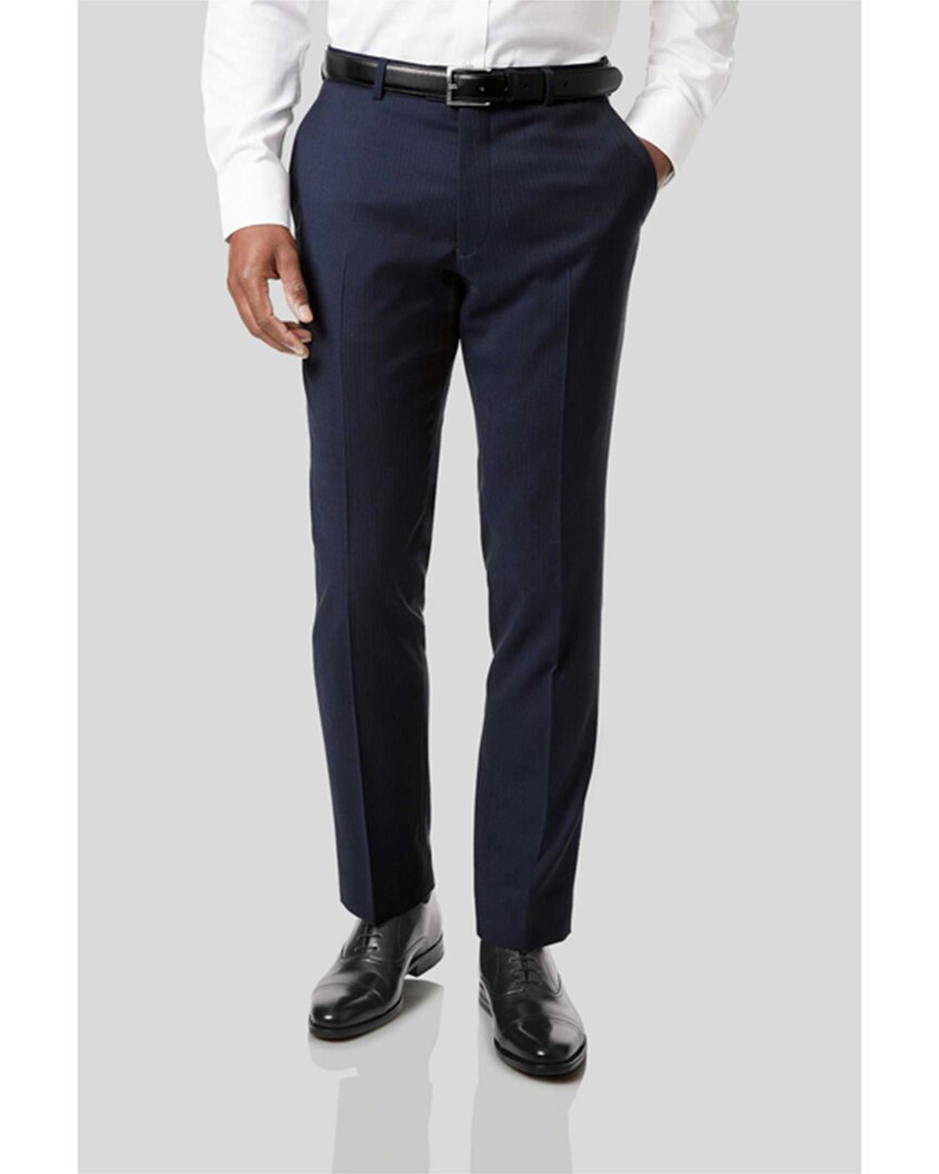 Charles Tyrwhitt Slim Fit Stripe Birdseye Travel Wool Suit Trouser In Blue