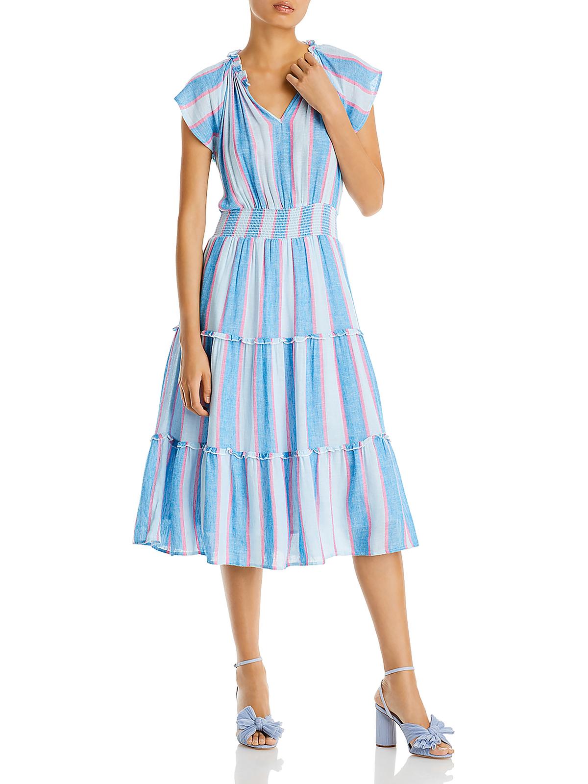 Rails Womens Smocked Cotton Midi Dress In Multi