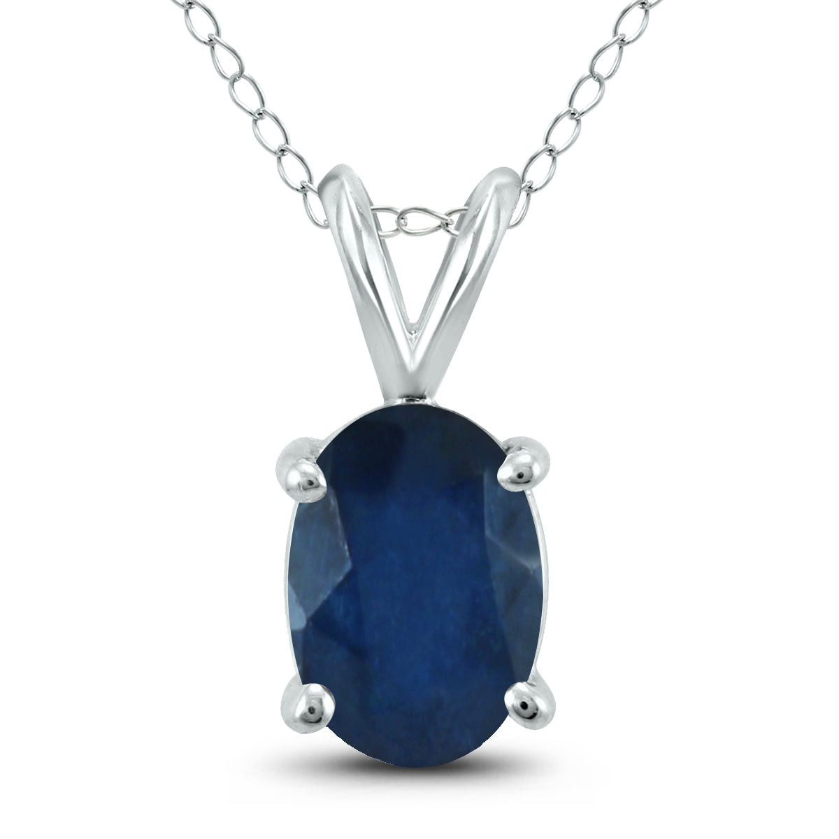 Sselects 14k 5x3mm Oval Sapphire Pendant In White