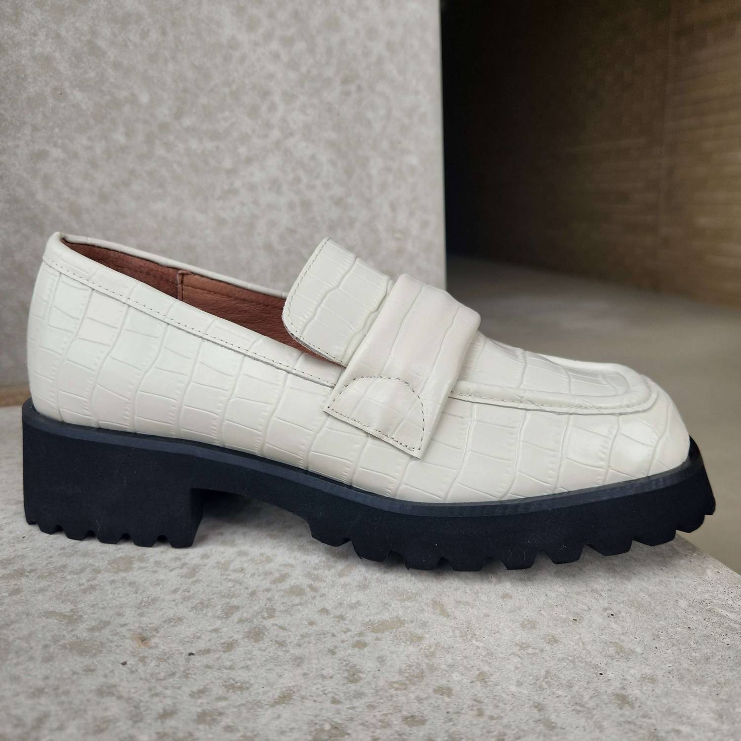 Shop All Black Banded Lugg Loafer In Ivory In White