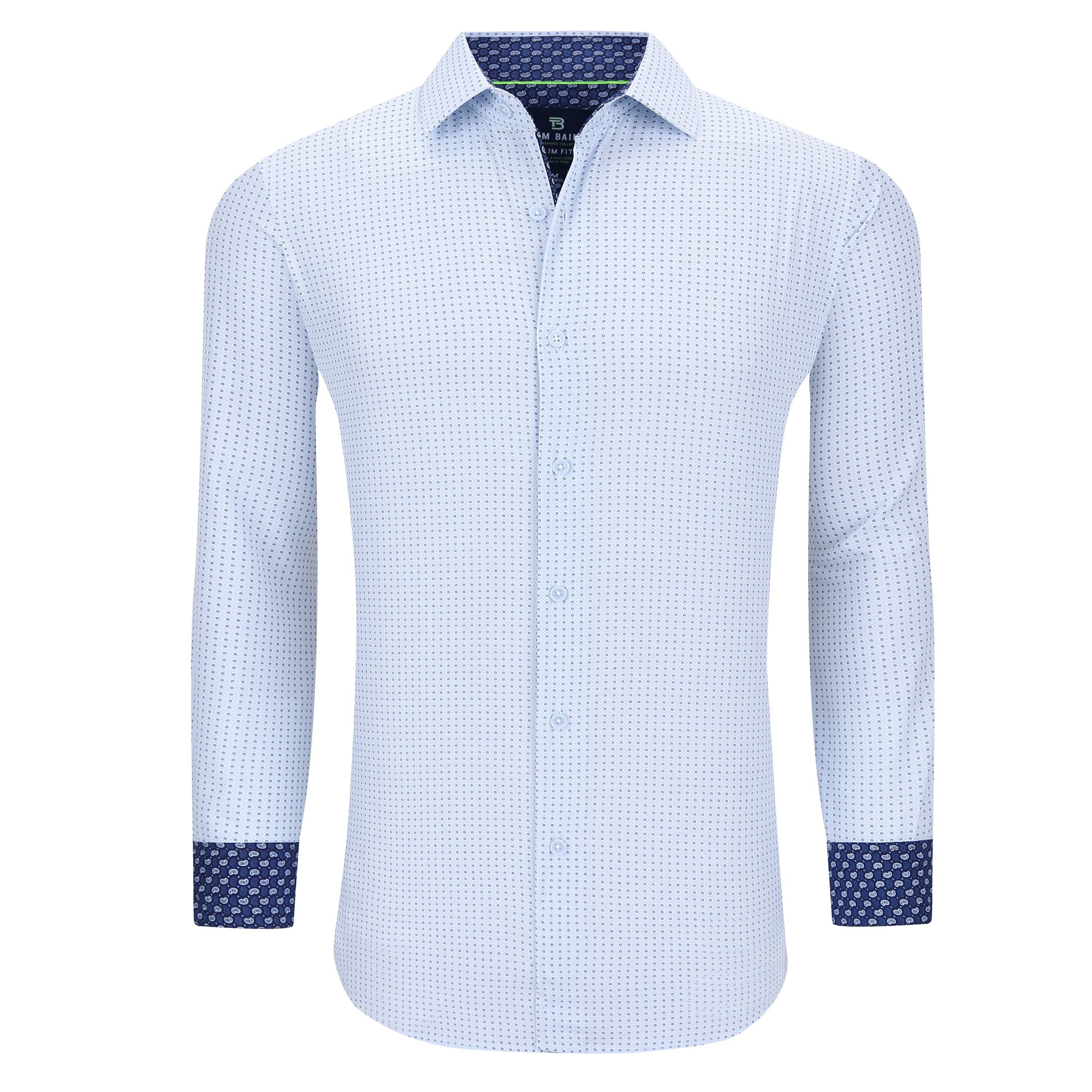 Shop Tom Baine Slim Fit Performance Long Sleeve Geometric Button Down In Blue