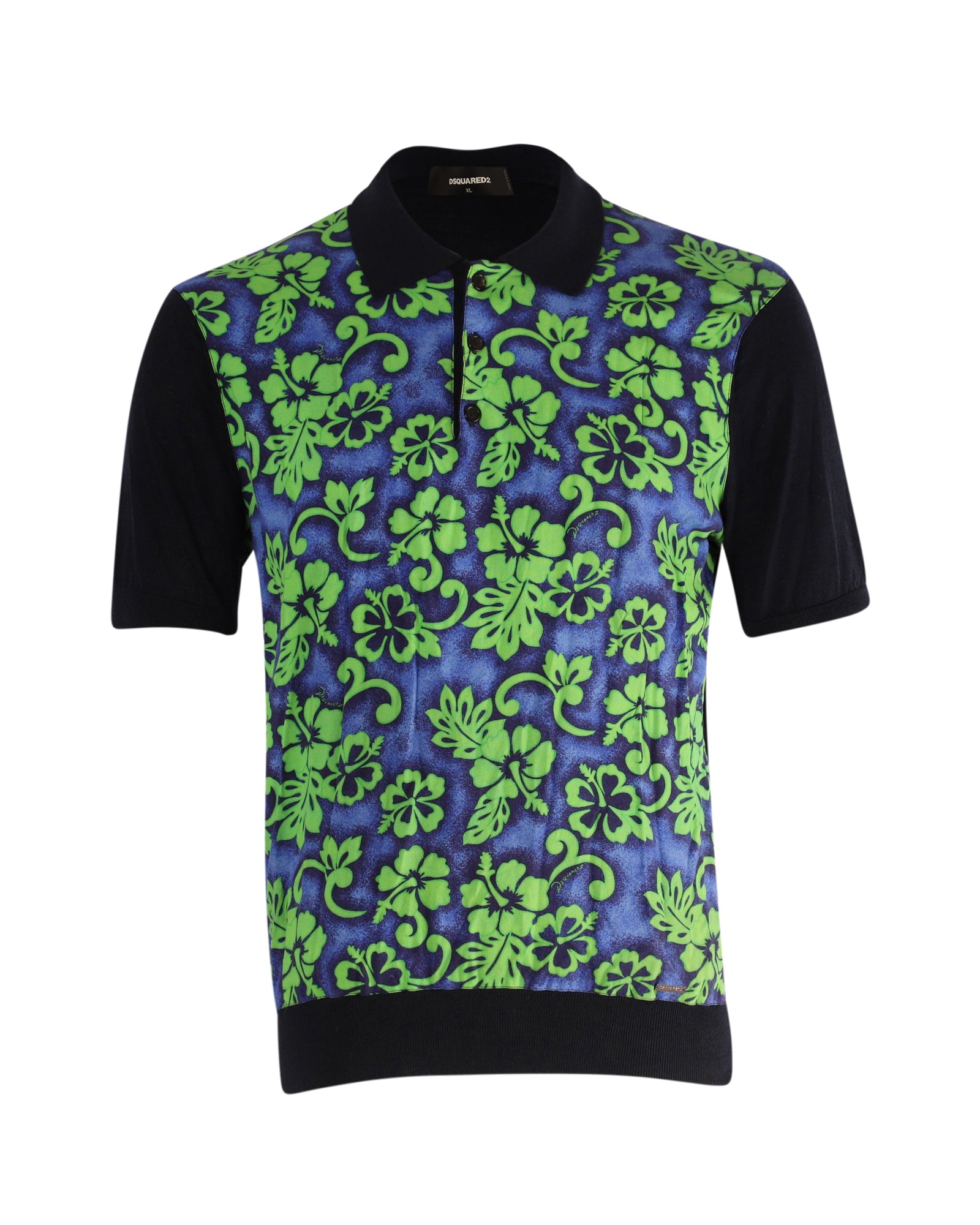 image of Dsquared2 Hawaiian Print Polo Shirt in Green Laine