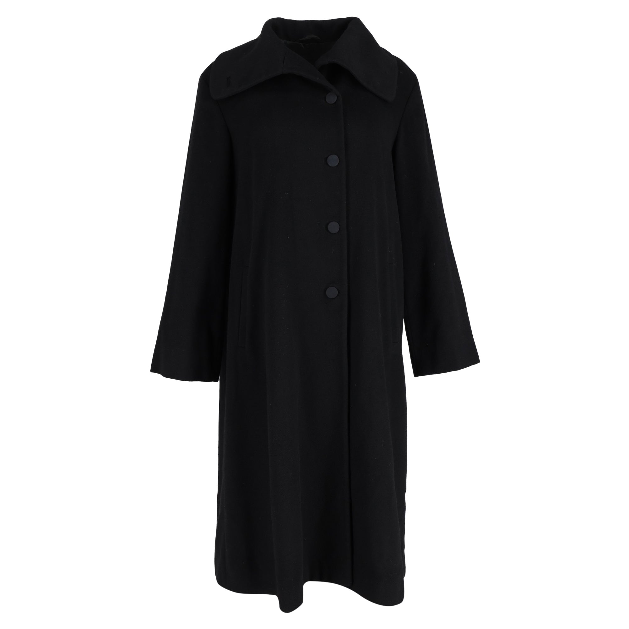 image of Giorgio Armani Long Coat in Black Wool