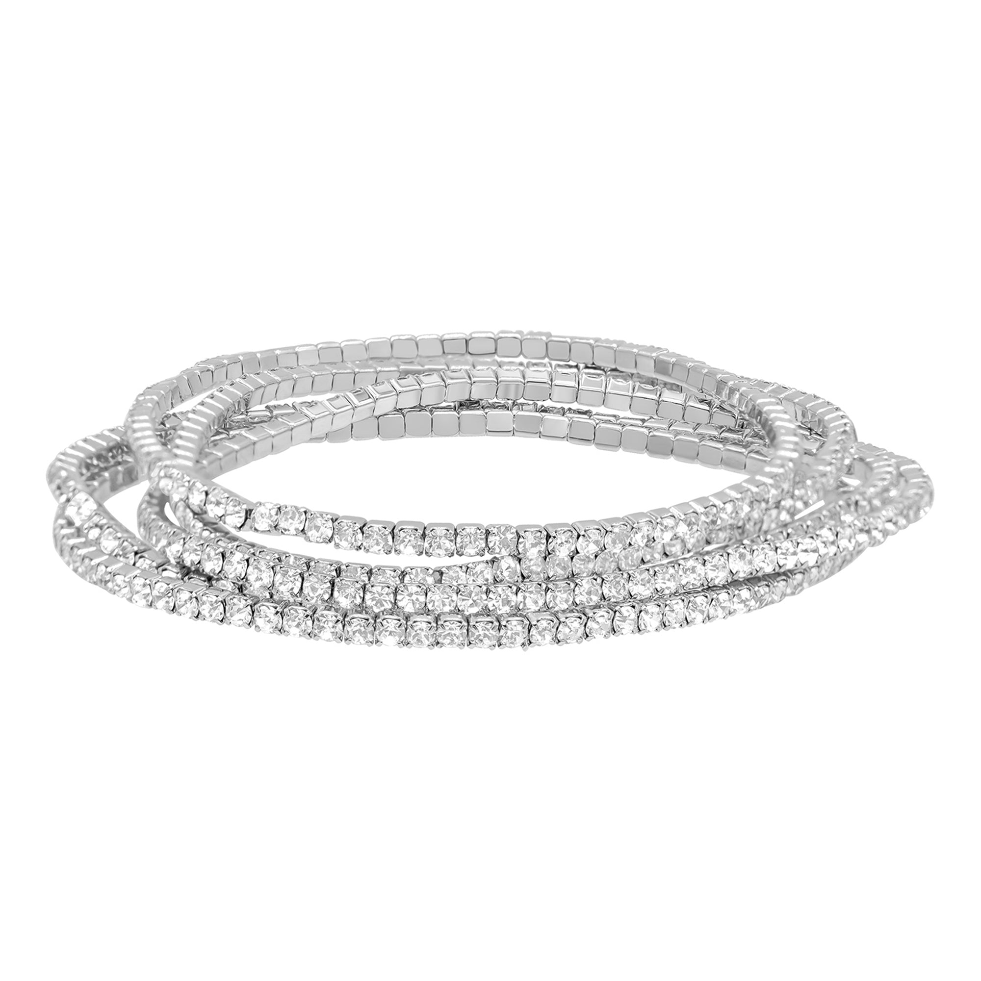 Shop Adornia Silver Plated Multi Stretch Crystal Bracelet Set