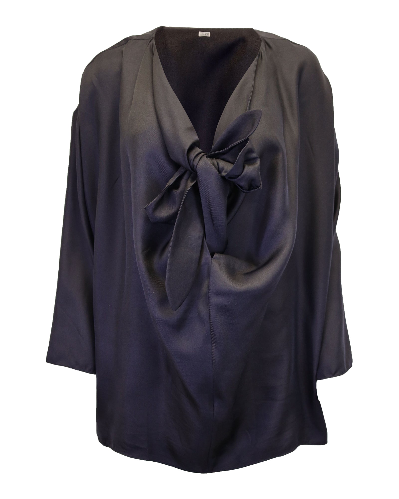 Image of Totême Bow Detail Top in Black Silk