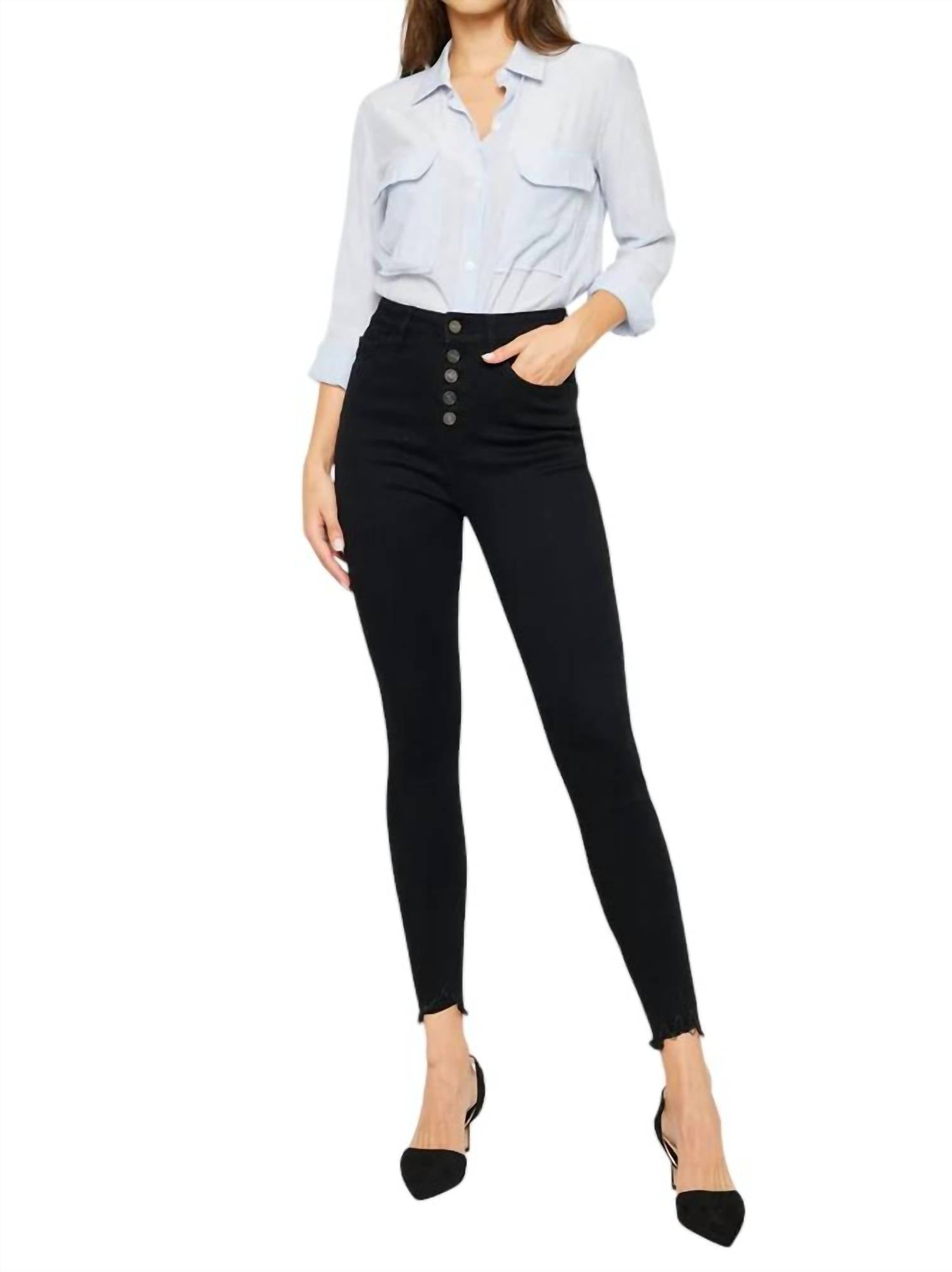 Kancan Greyson High Rise Super Skinny Jean In Black In Black