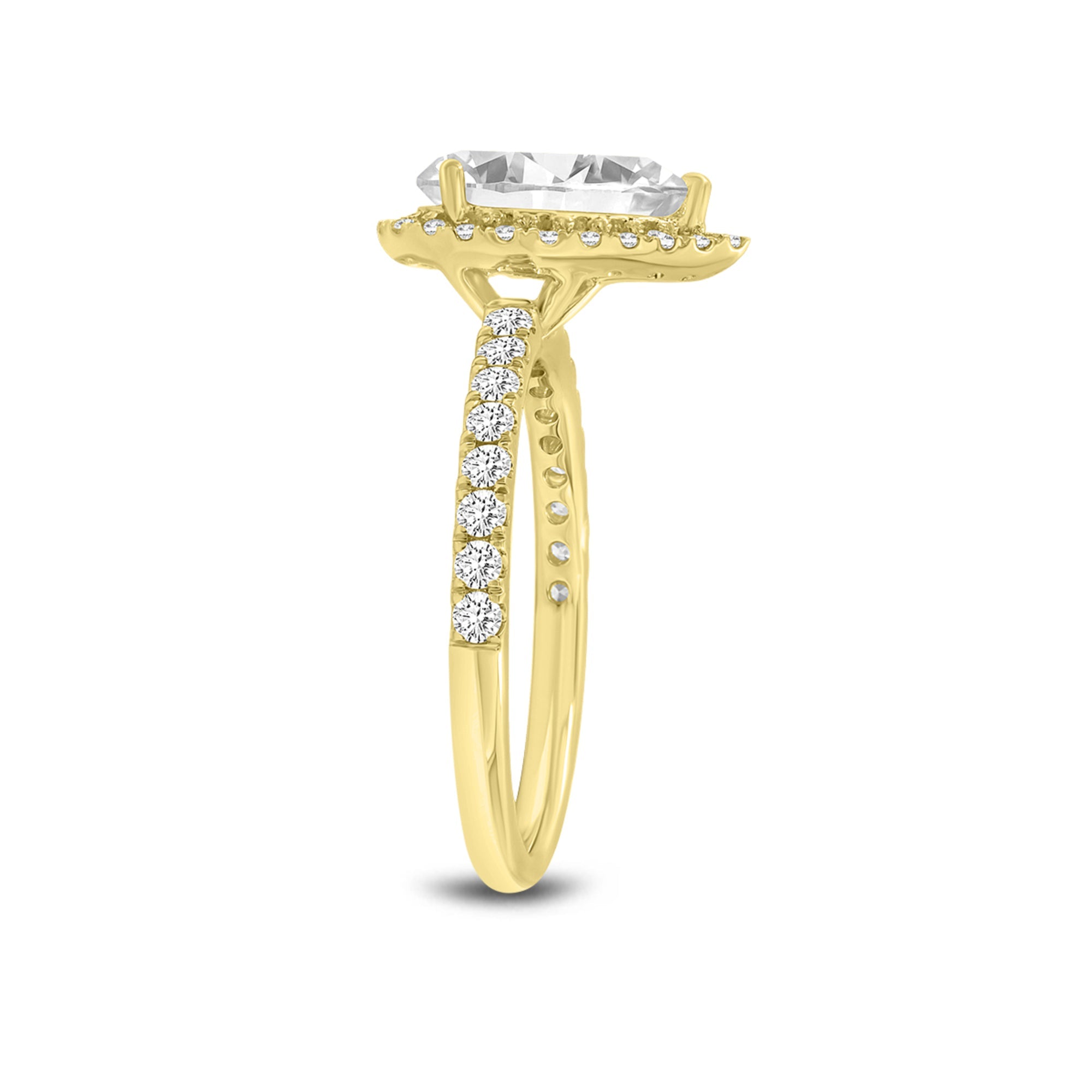 Noor 14K Yellow Gold Pear Lab Grown Diamond Halo Engagement Ring - 2.0 Ct