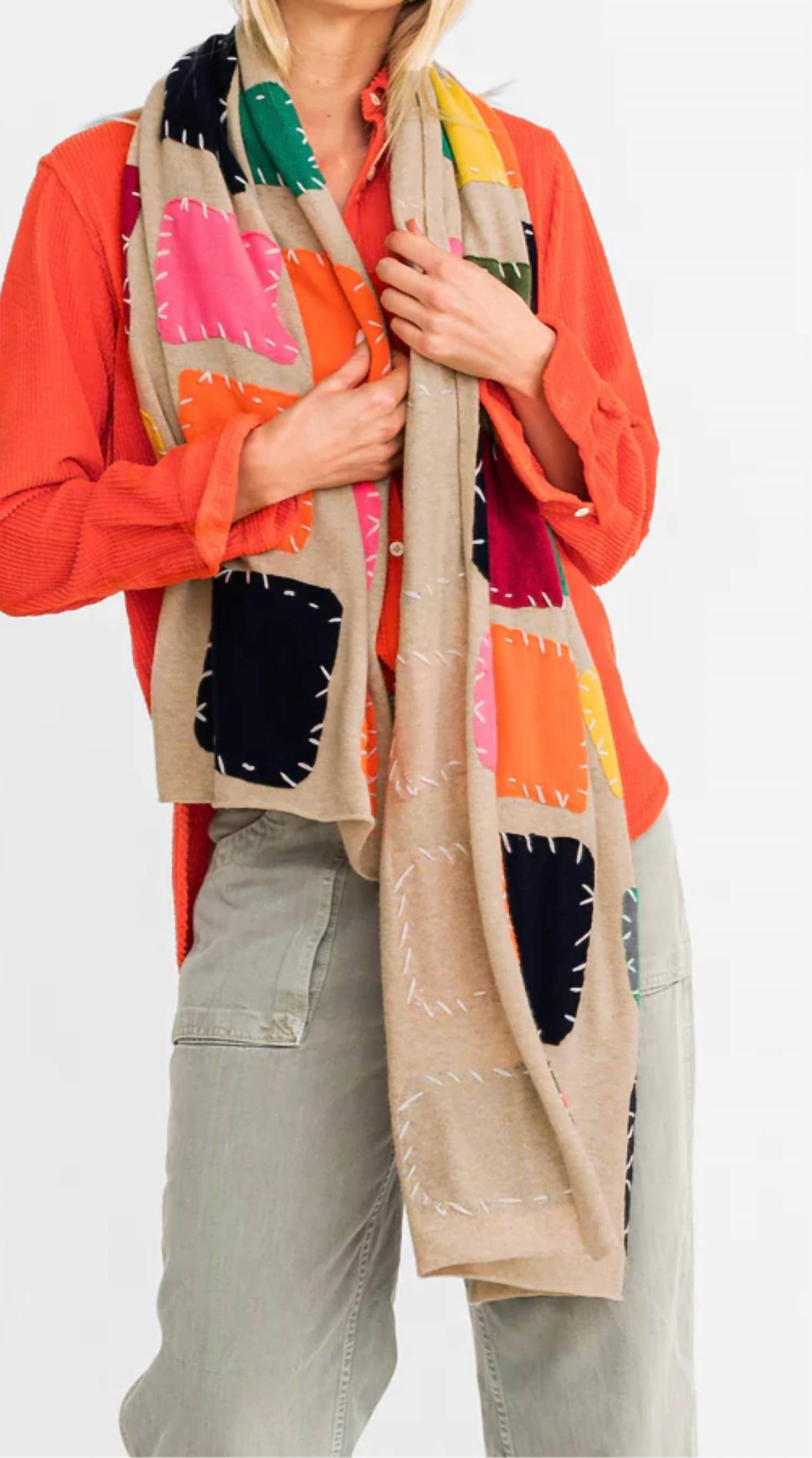 Shop Kerri Rosenthal Scarf Color My Universe In Clay In Grey