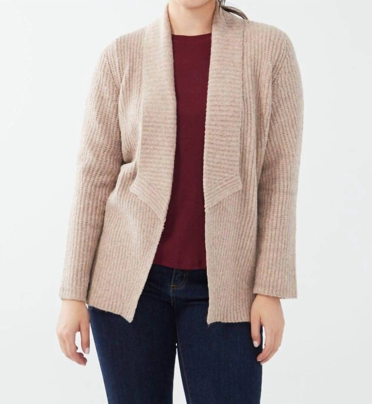 Shop Fdj Open Front Cardigan In Tan In Beige