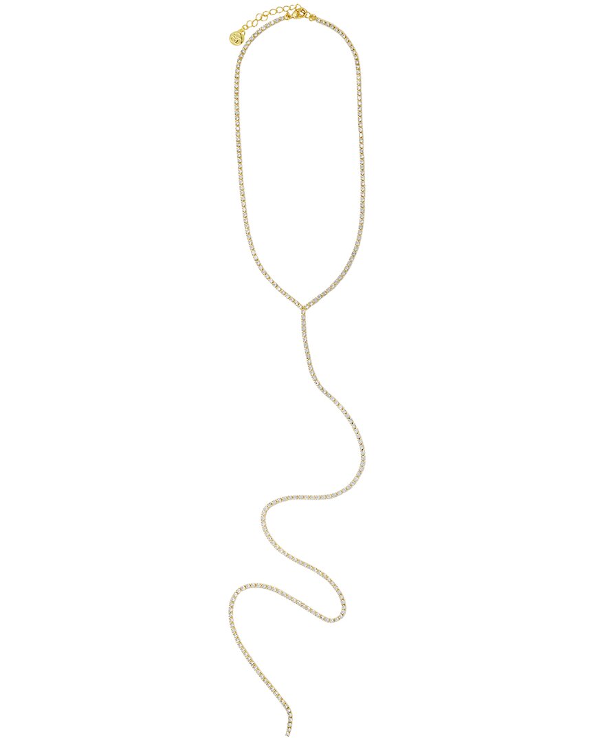 Cloverpost Ryan 14k Plated Cz Tennis Lariat Necklace In Gold