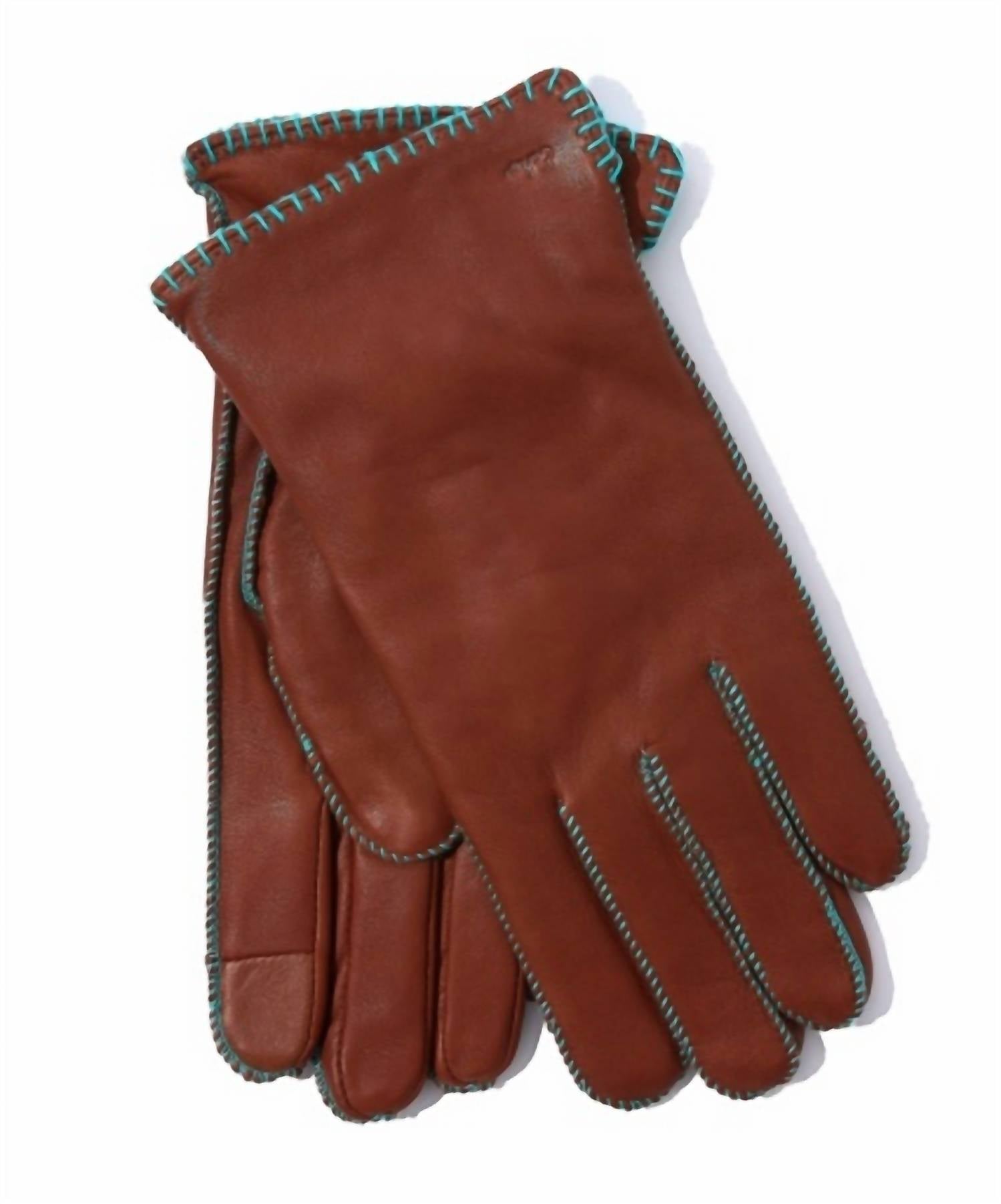 Echo Women's Stitched Leather Gloves In Chestnut In Brown