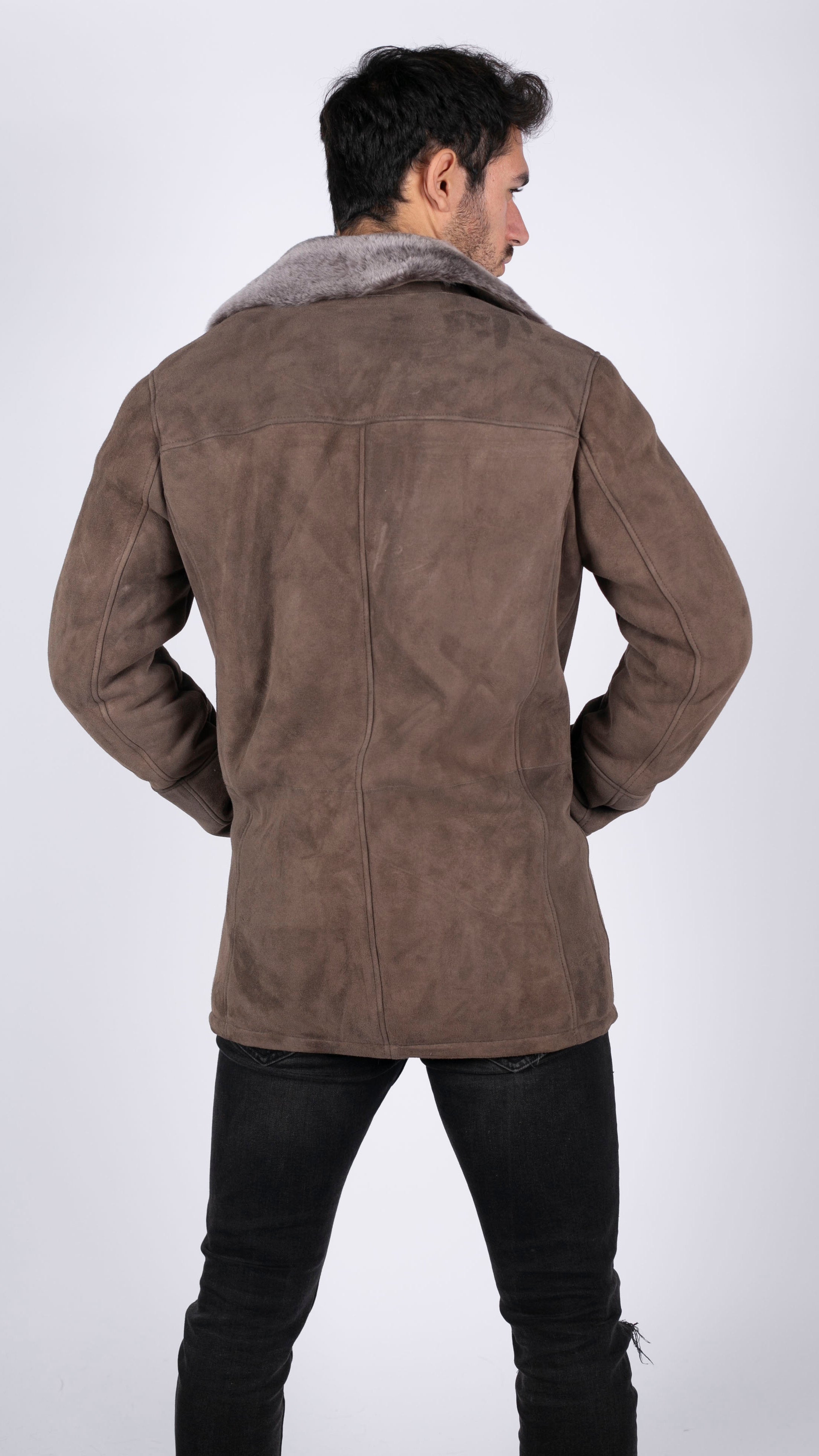 Sheepskin Coat Beige Jacket Button Down