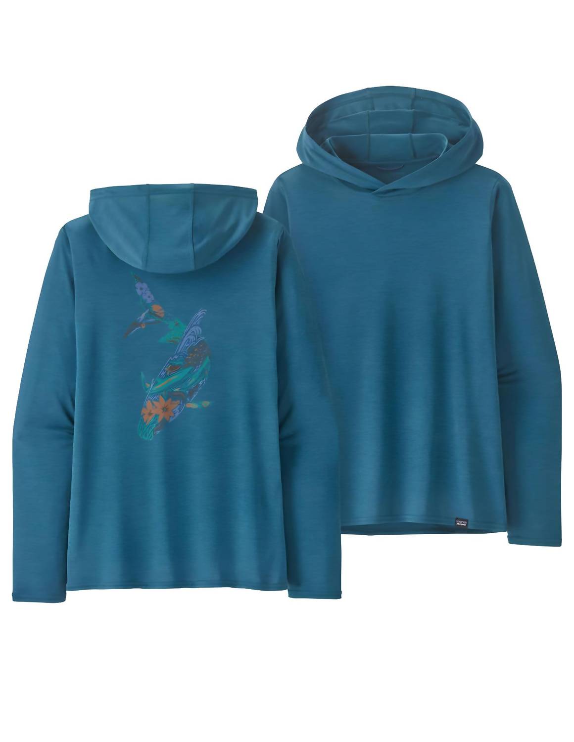 Patagonia Women's Cap Cool Daily Graphic Hooded Sweatshirt In Sandflat Bonefish Wavy Blue In Multi