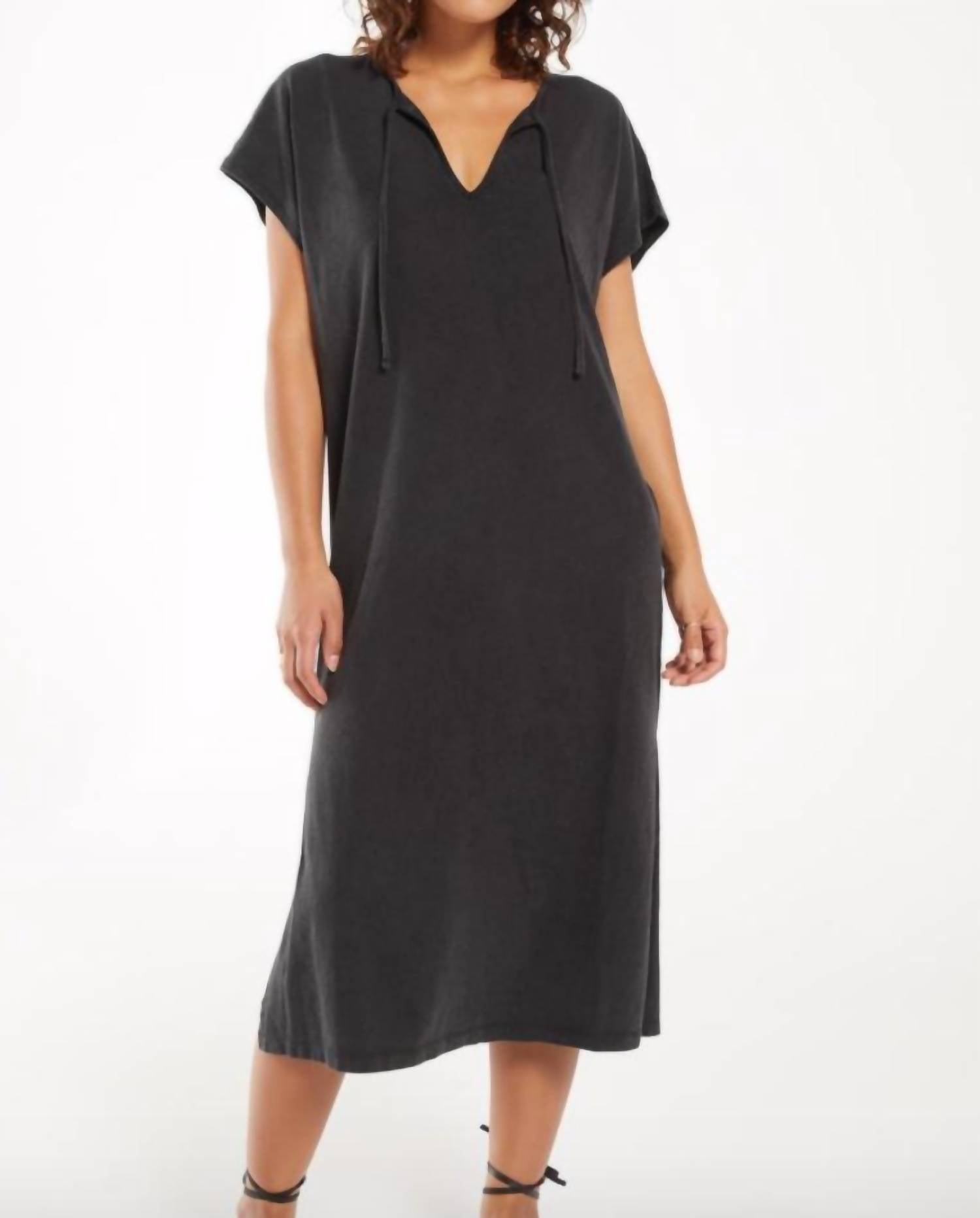 Shop Z Supply Sundial Dress In Charcoal In Black