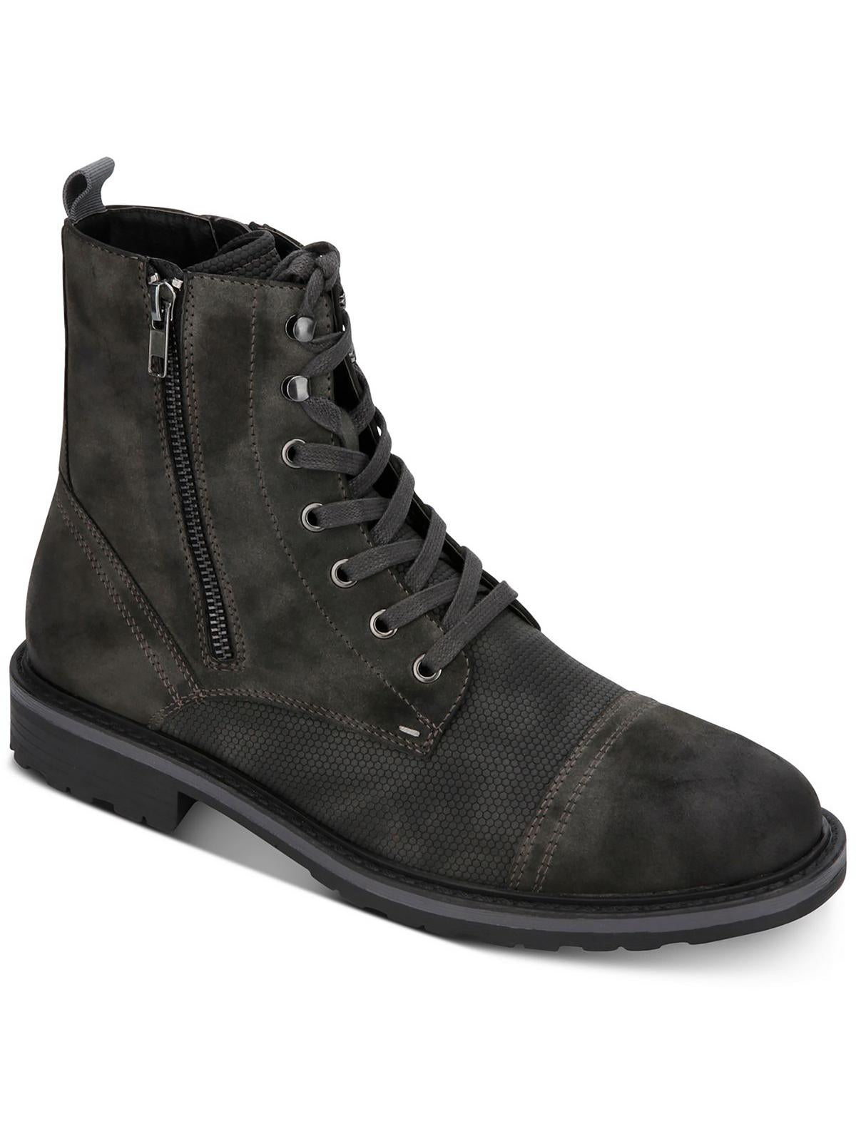 Shop Unlisted Kenneth Cole Captain Mens Faux Leather Toe-cap Combat & Lace-up Boots In Grey