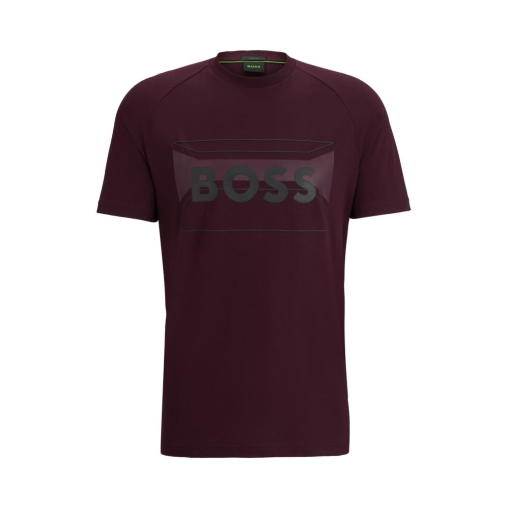Shop Hugo Boss Cotton-blend Regular-fit T-shirt With Logo Artwork In Pink