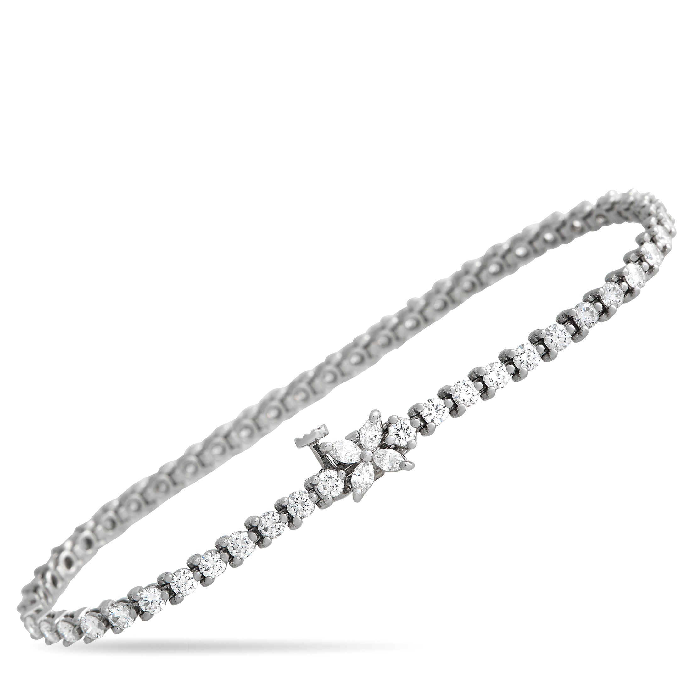 Tiffany & Co Victoria Platinum 3.08ct Diamond Tennis Bracelet Ti17-041924 In White