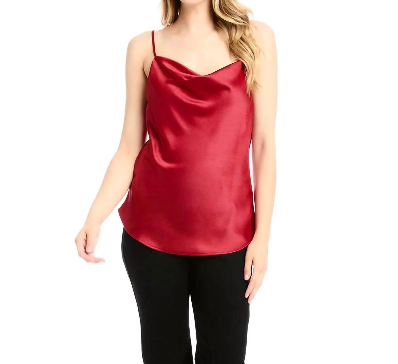 Shop Karen Kane Satin Drape Cami In Red