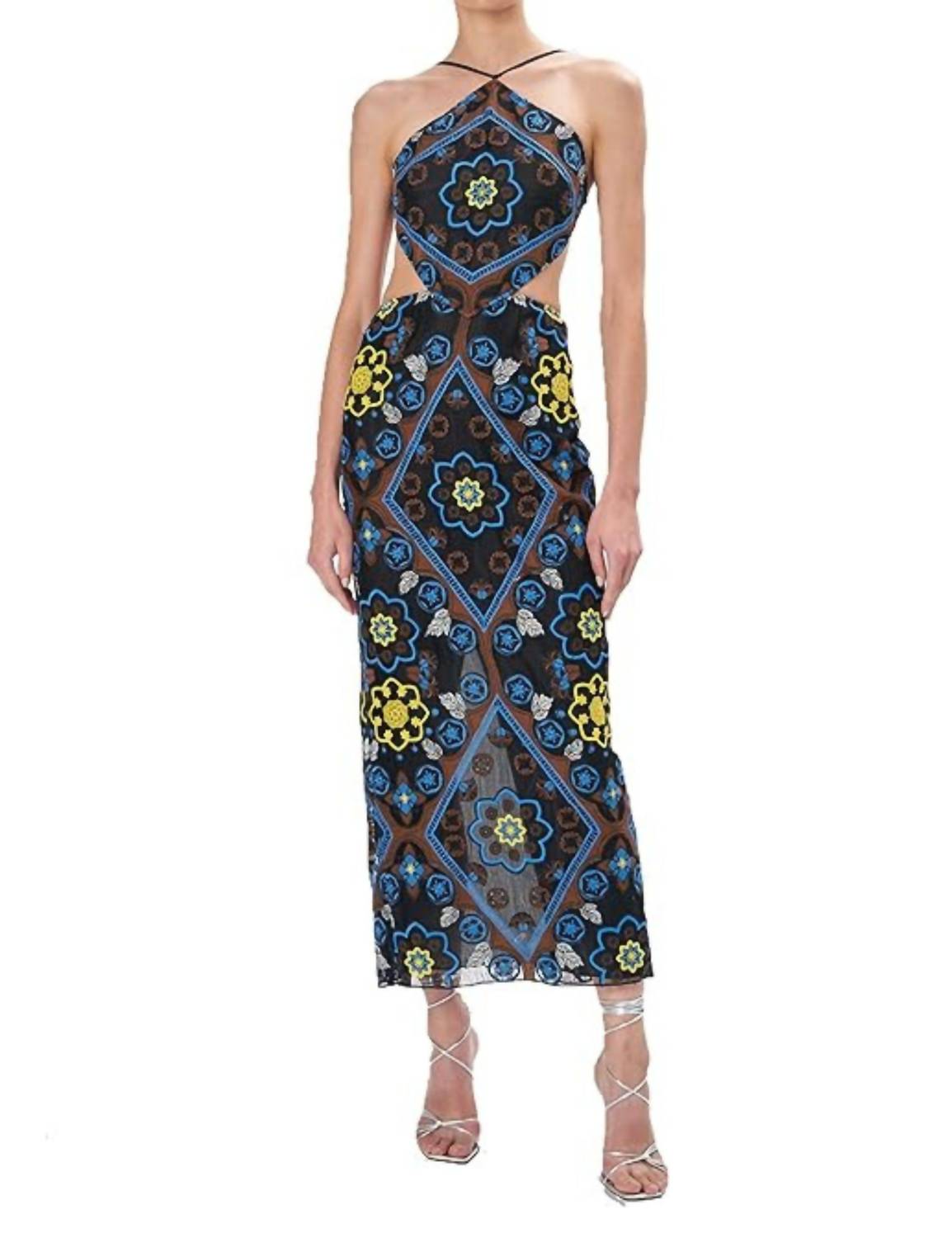 Shop Ronny Kobo Mauve Dress In Blue Multi