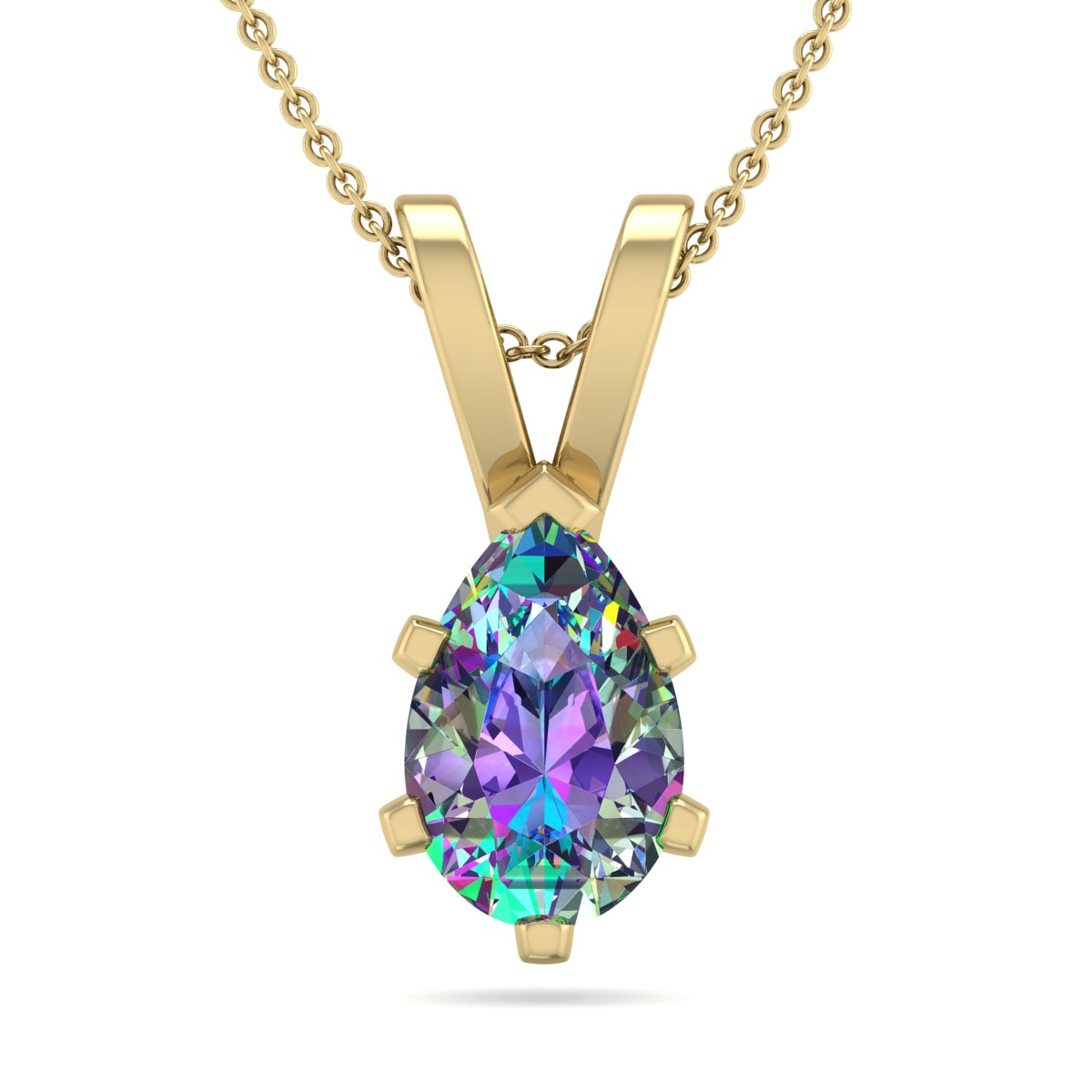 Sselects 3/4 Carat Pear Shape Mystic Topaz Necklace In 14 Karat Yellow Over Sterling Silver In Gold