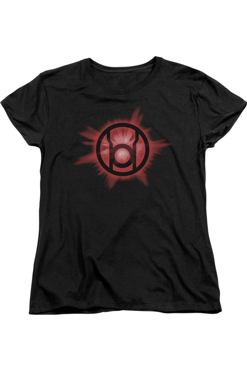 Gildan Green Lantern Red Glow Short Sleeve Womens Tee / T-shirt In Black