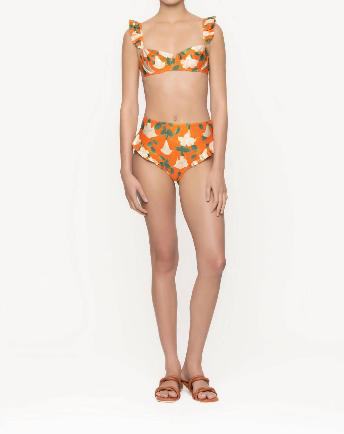 Shop Agua Bendita Kiwi Jengibre Sabanero Bikini Two Piece Sets In Orange Multi