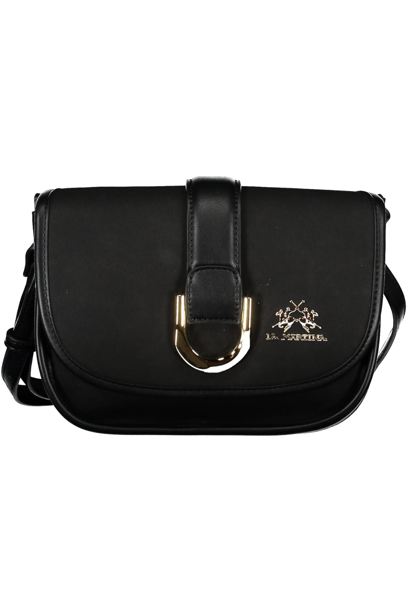 La Martina Elegant Contrast Detail Shoulder Women's Bag In Black