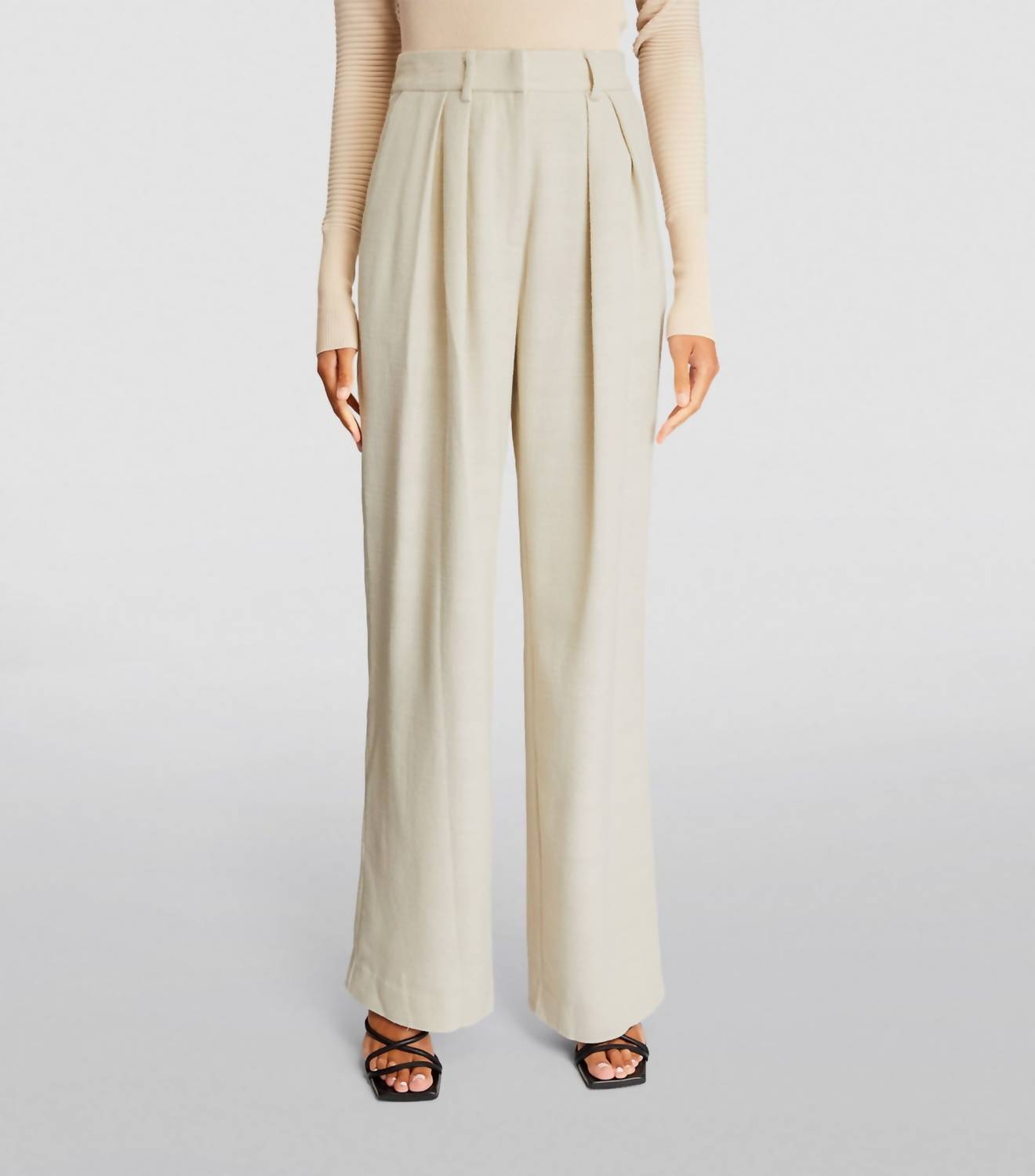 Staud Luisa Tailored Trousers In Oat Milk In Gold