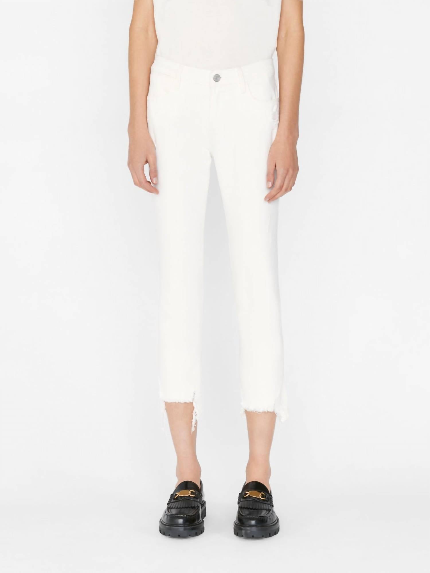 Shop Frame Le High Straight Jean In Au Natural Laskey In White