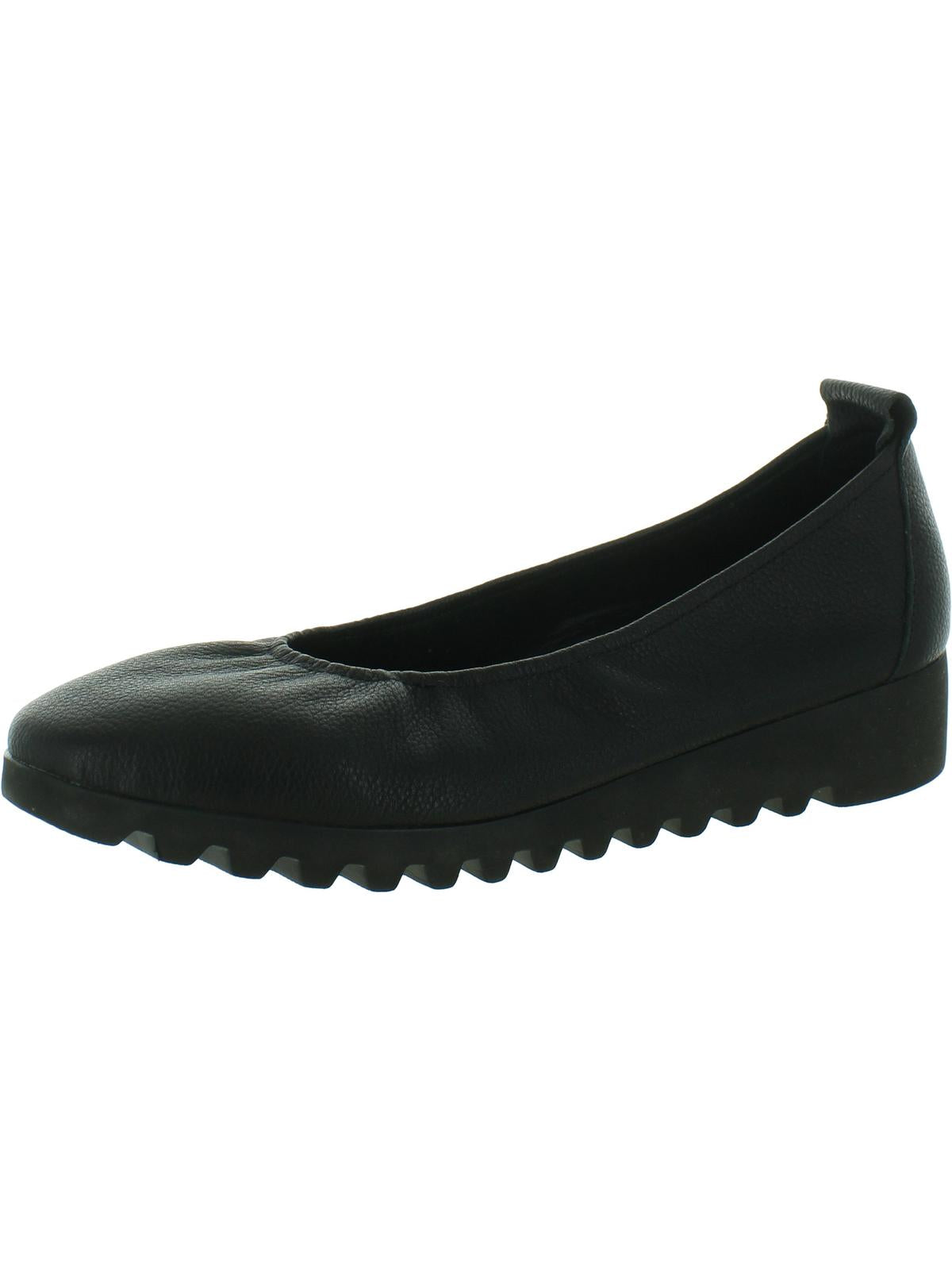 Aetrex Brianna Womens Leather Round Toe Flat Shoes In Black