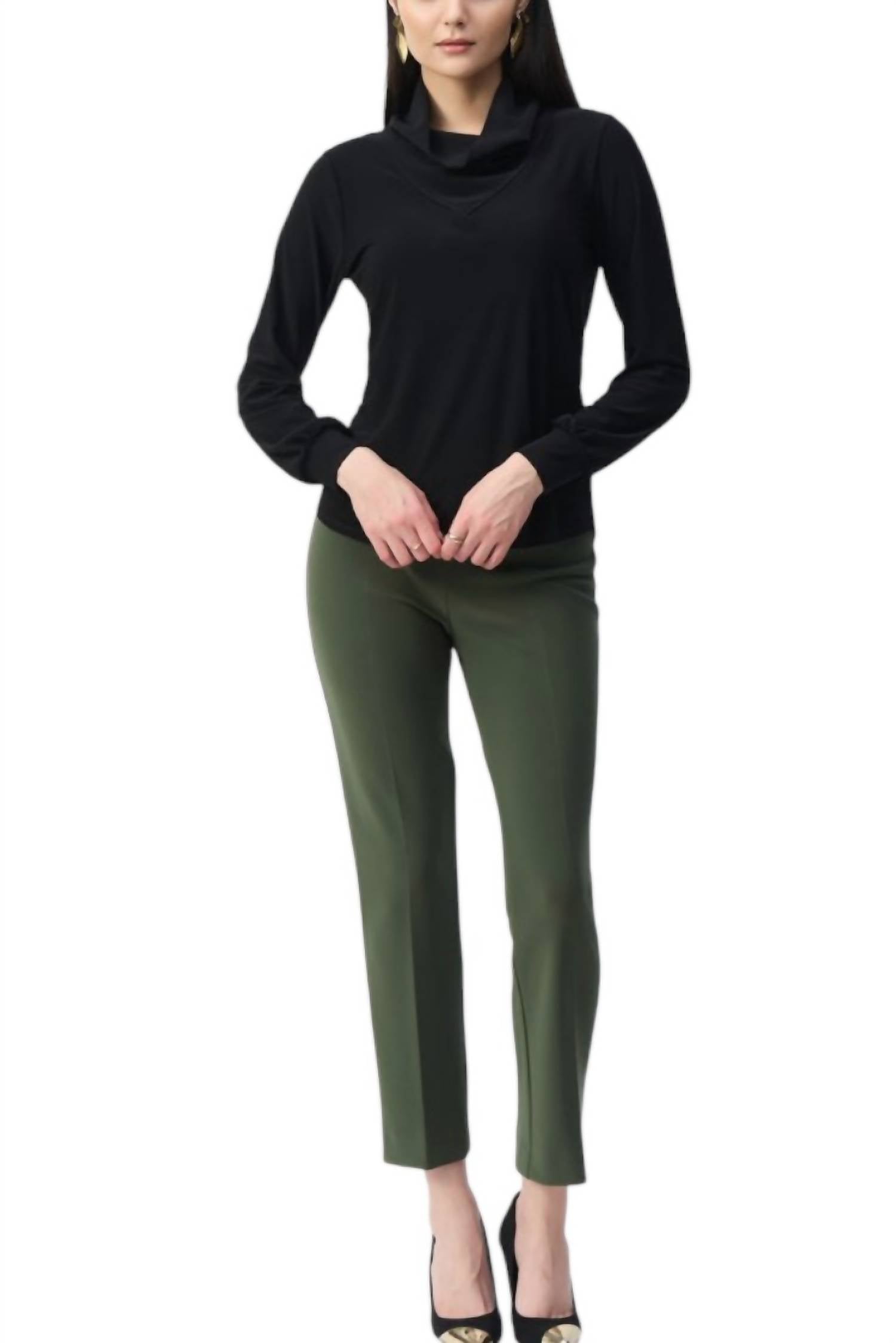 Joseph Ribkoff Silky Knit Straight Cowl Collar Top In Black In Black
