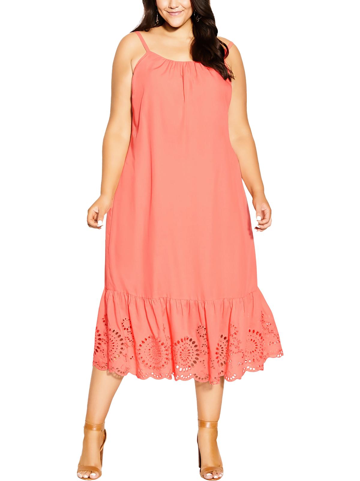Shop City Chic Plus Scarlett Womens Adjustable Straps Long Shift Dress In Pink