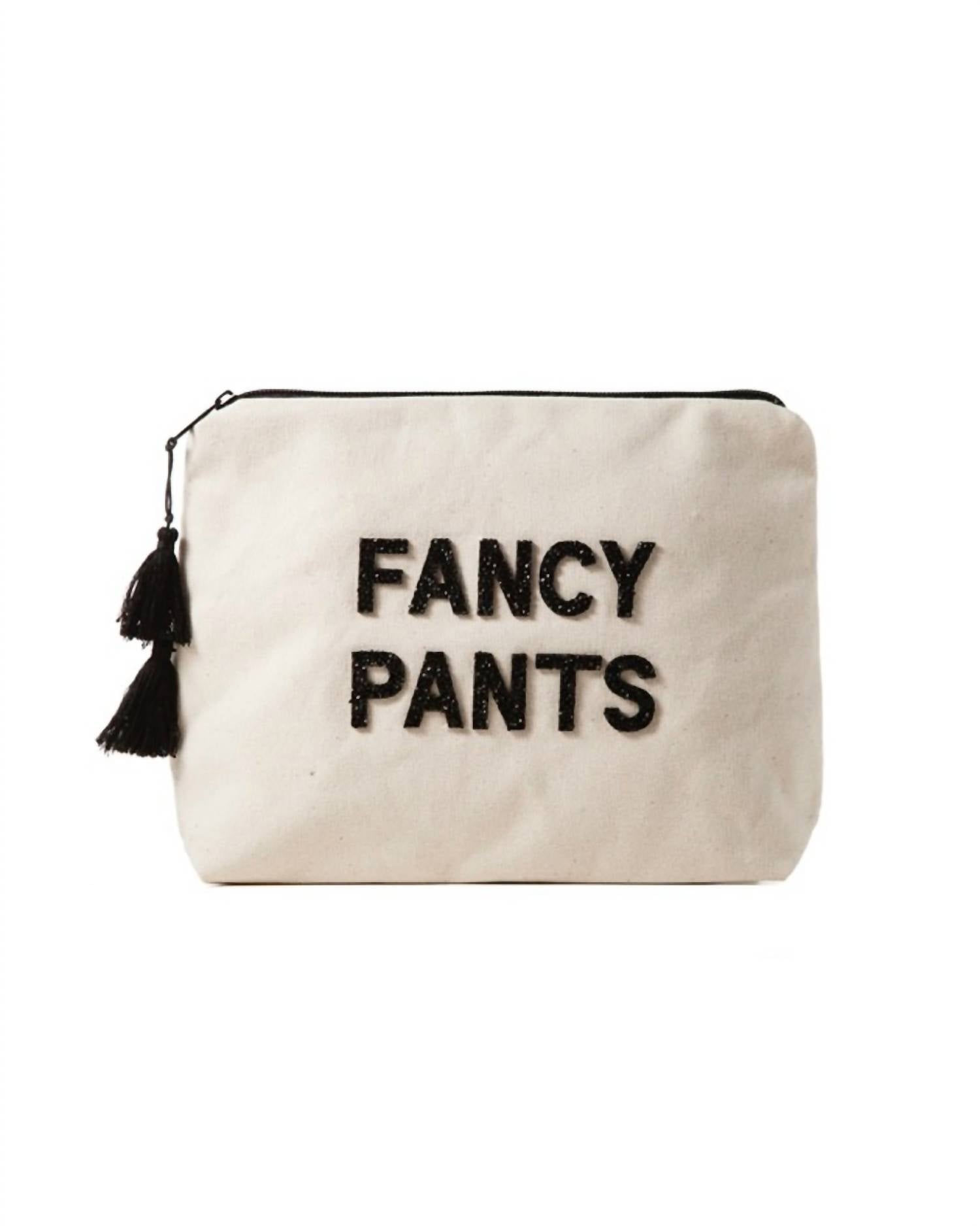 Fallon & Royce Bikini Bag Fancy Pants In Beige/black Crystal In White