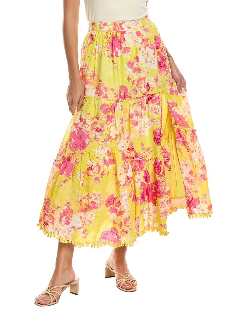 Hemant & Nandita Linen-blend Maxi Skirt In Yellow