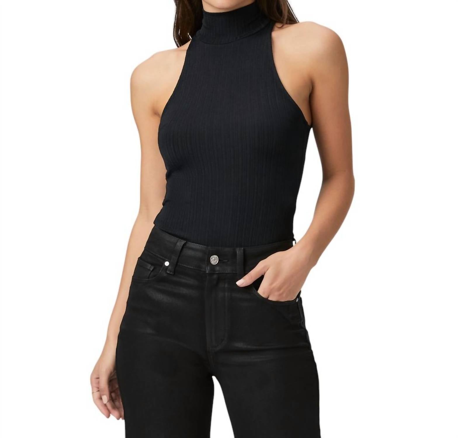 Paige Brin Turtleneck Sweater Tank Top In Black