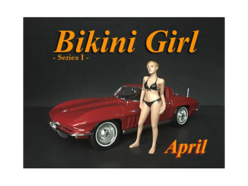 American Diorama April Bikini Calendar Girl Figurine For 1/18 Scale Models By