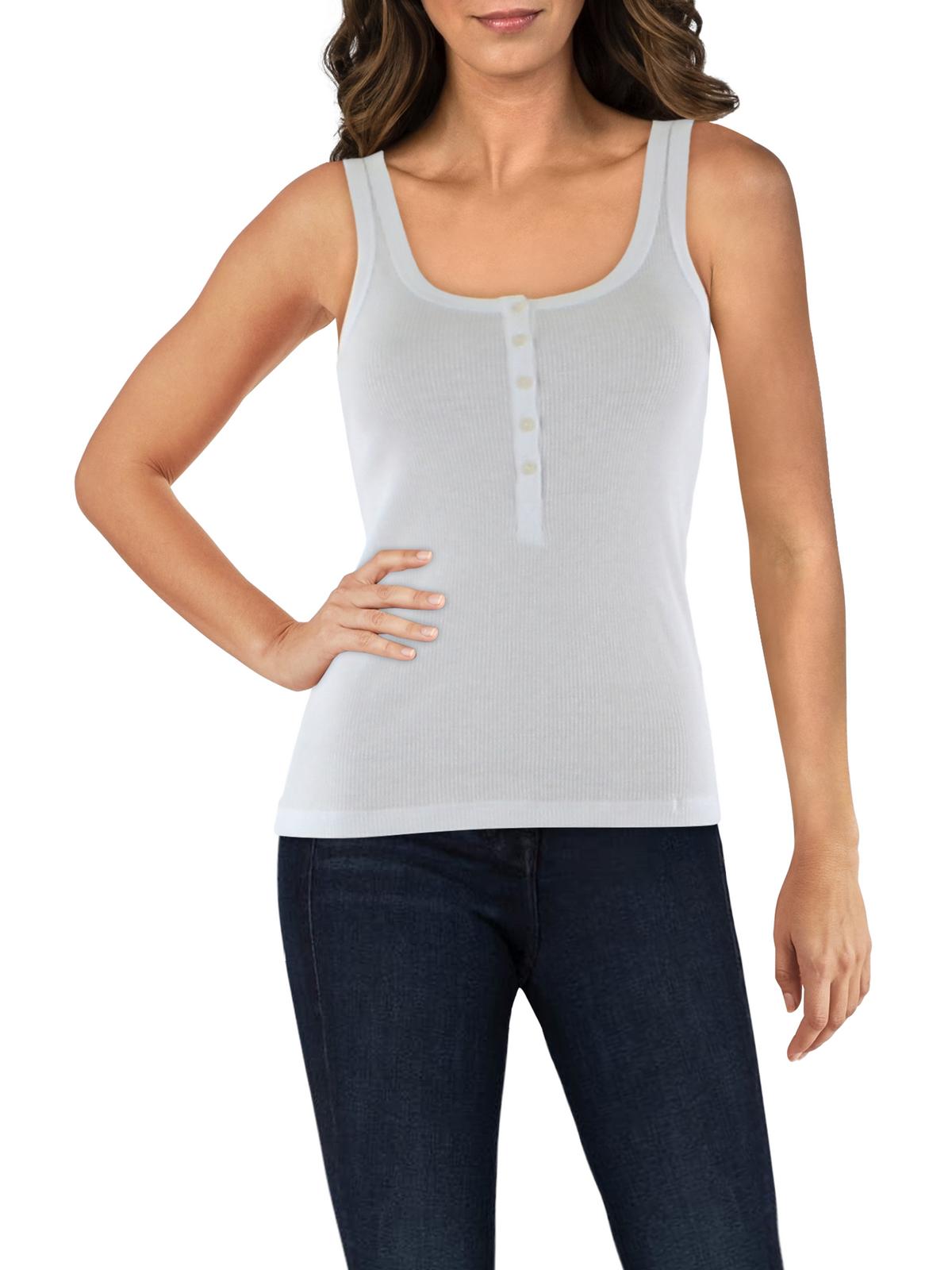 Shop Dex Womens Cotton Henley Tank Top In White