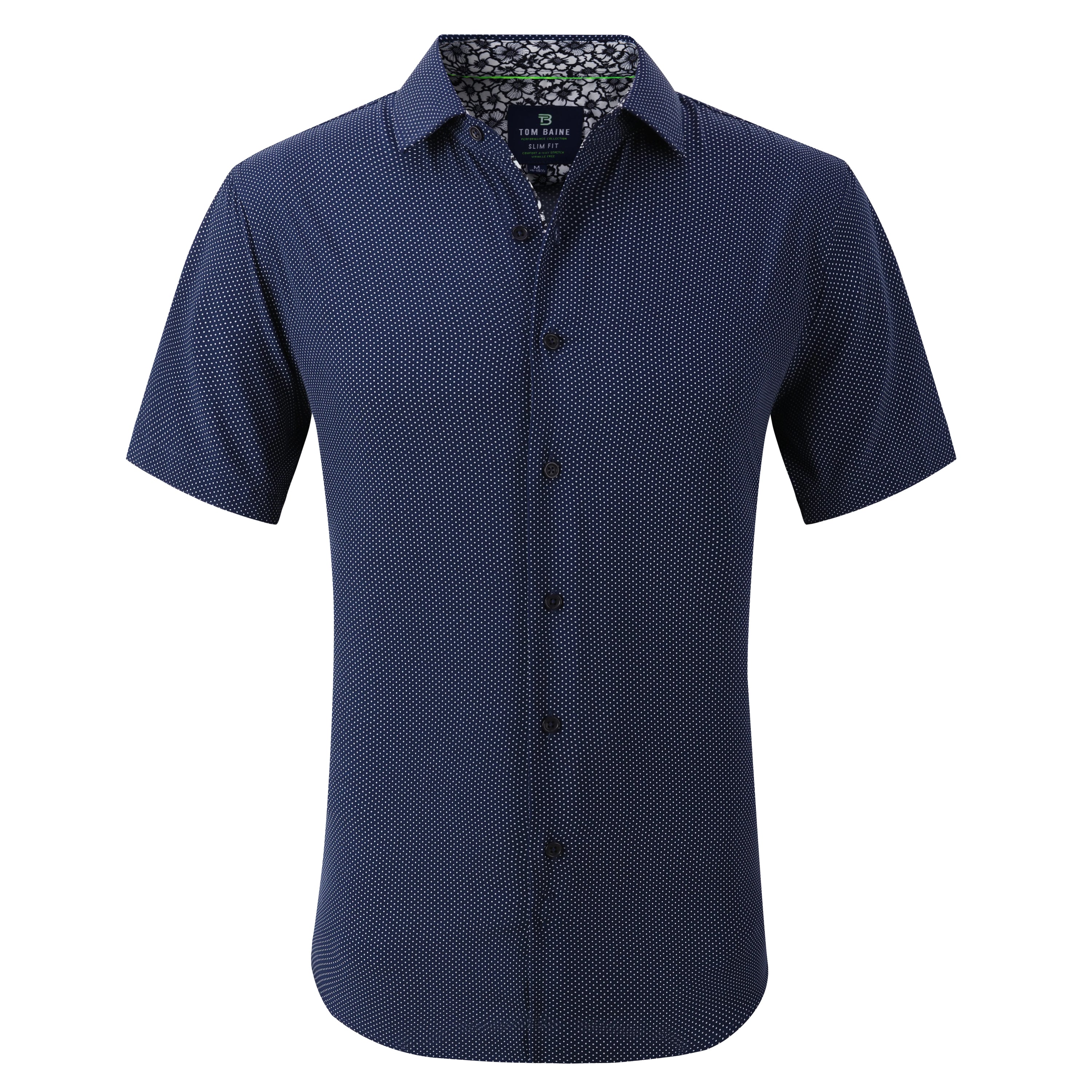 Shop Tom Baine Slim Fit Performance Short Sleeve Geometric Button Down In Blue