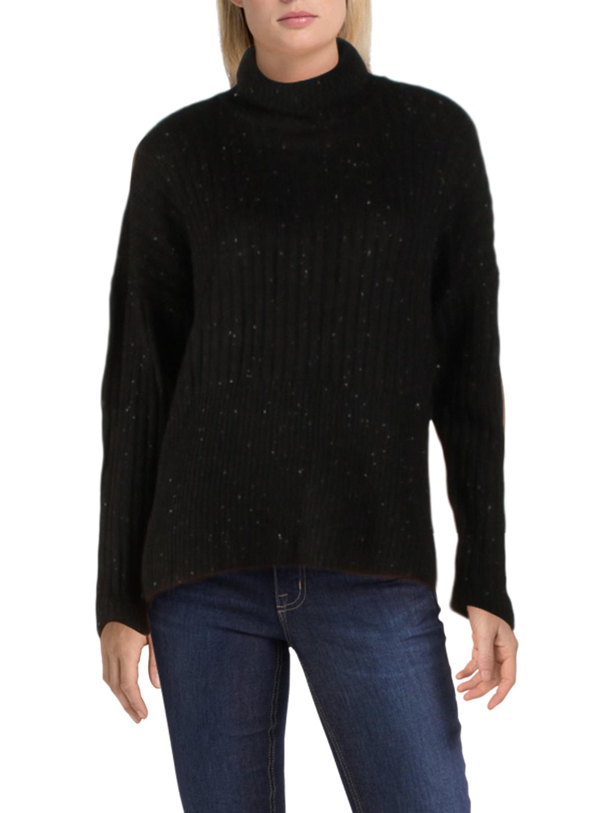 Shop Michael Michael Kors Womens Ribbed Turtleneck Turtleneck Sweater In Black