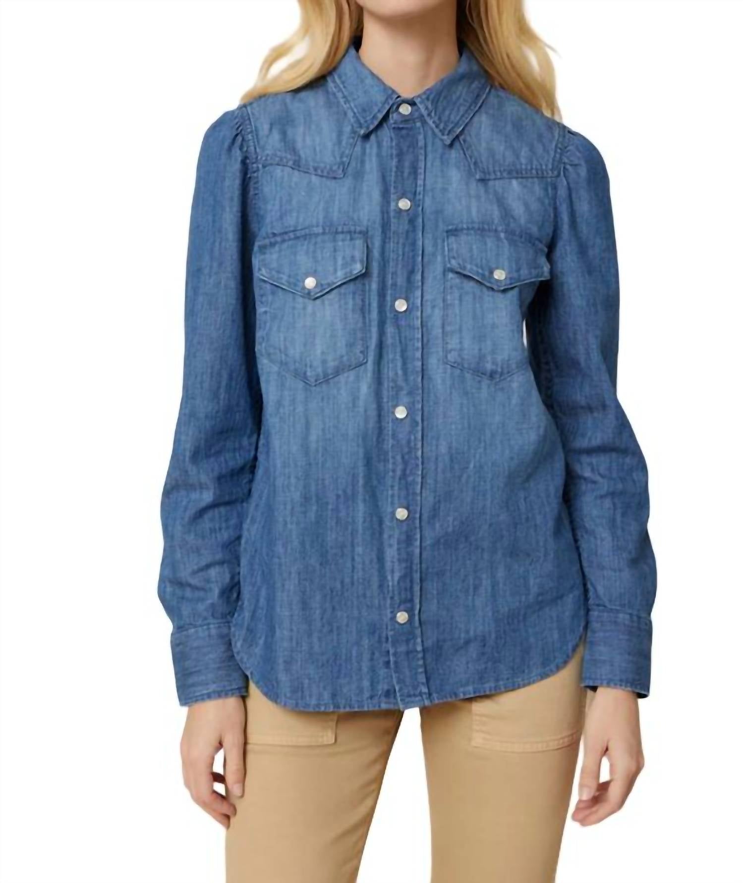 Amo Sawtooth Denim Shirt In Independence In Blue