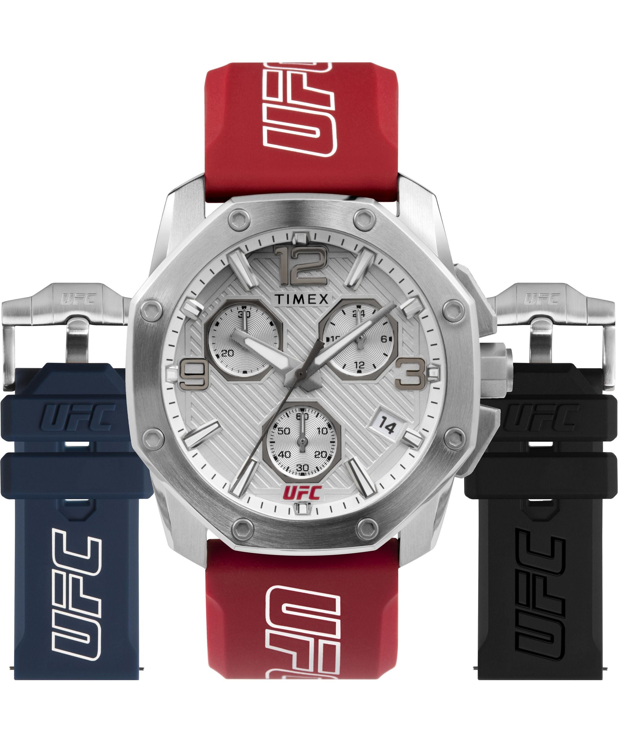 Timex Ufc Men's Quartz Icon Red Silicone Watch 45mm And Strap Gift Set In Multi