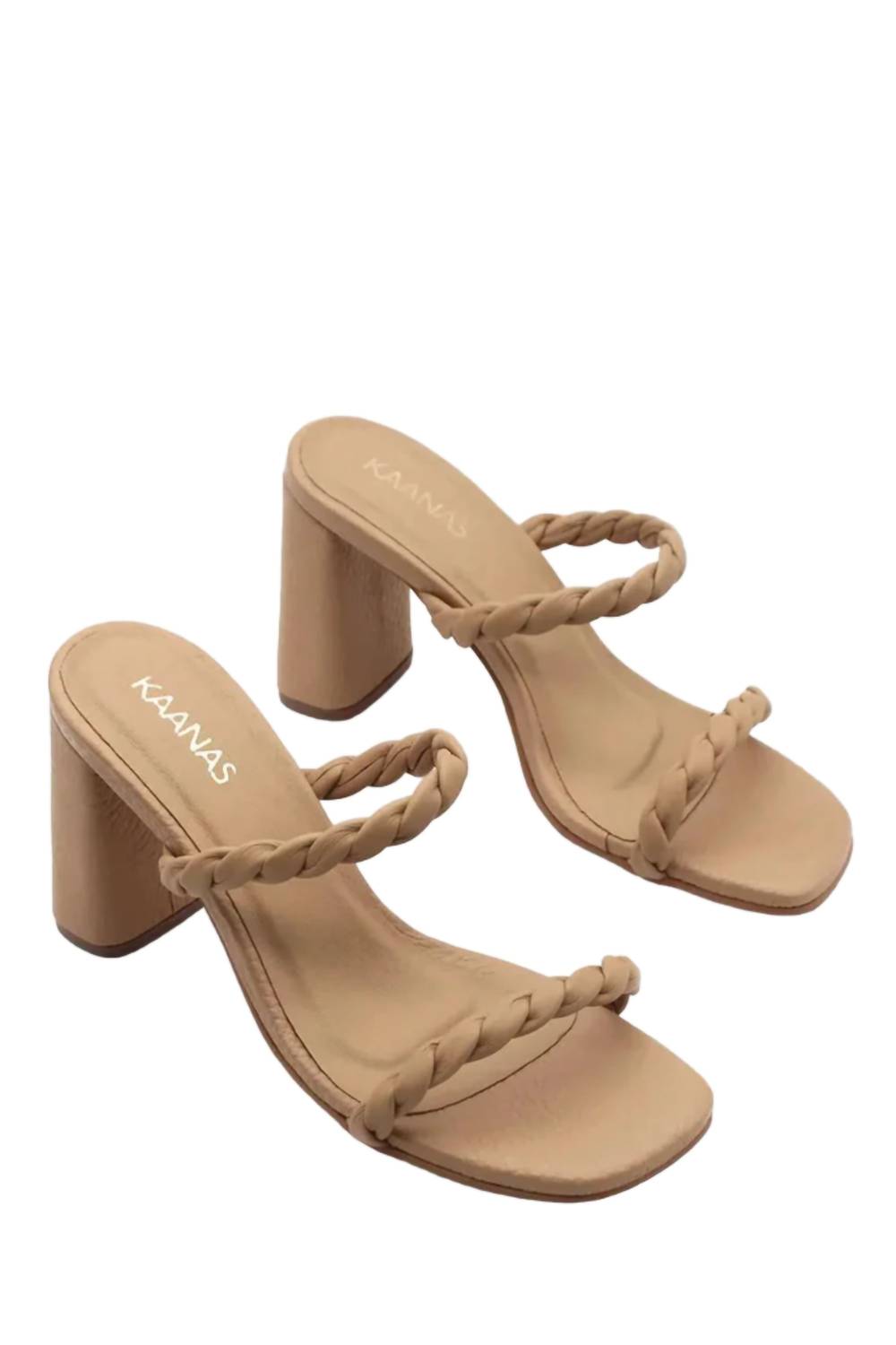 Shop Kaanas Rosa Double Twisted Band Heel In Sand In Beige