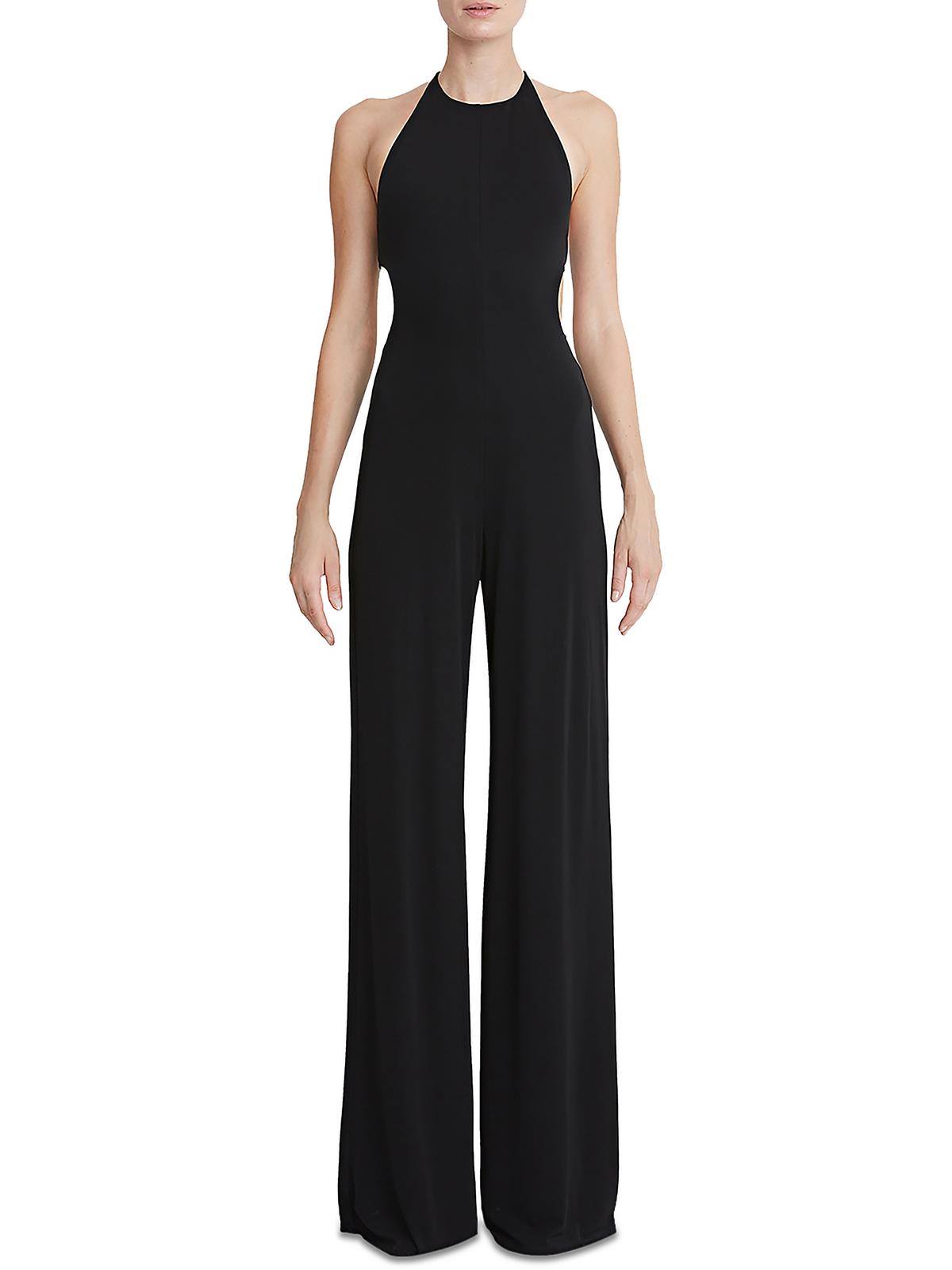 Shop Halston Alexis Womens Jersey Cut-out Jumpsuit In Black