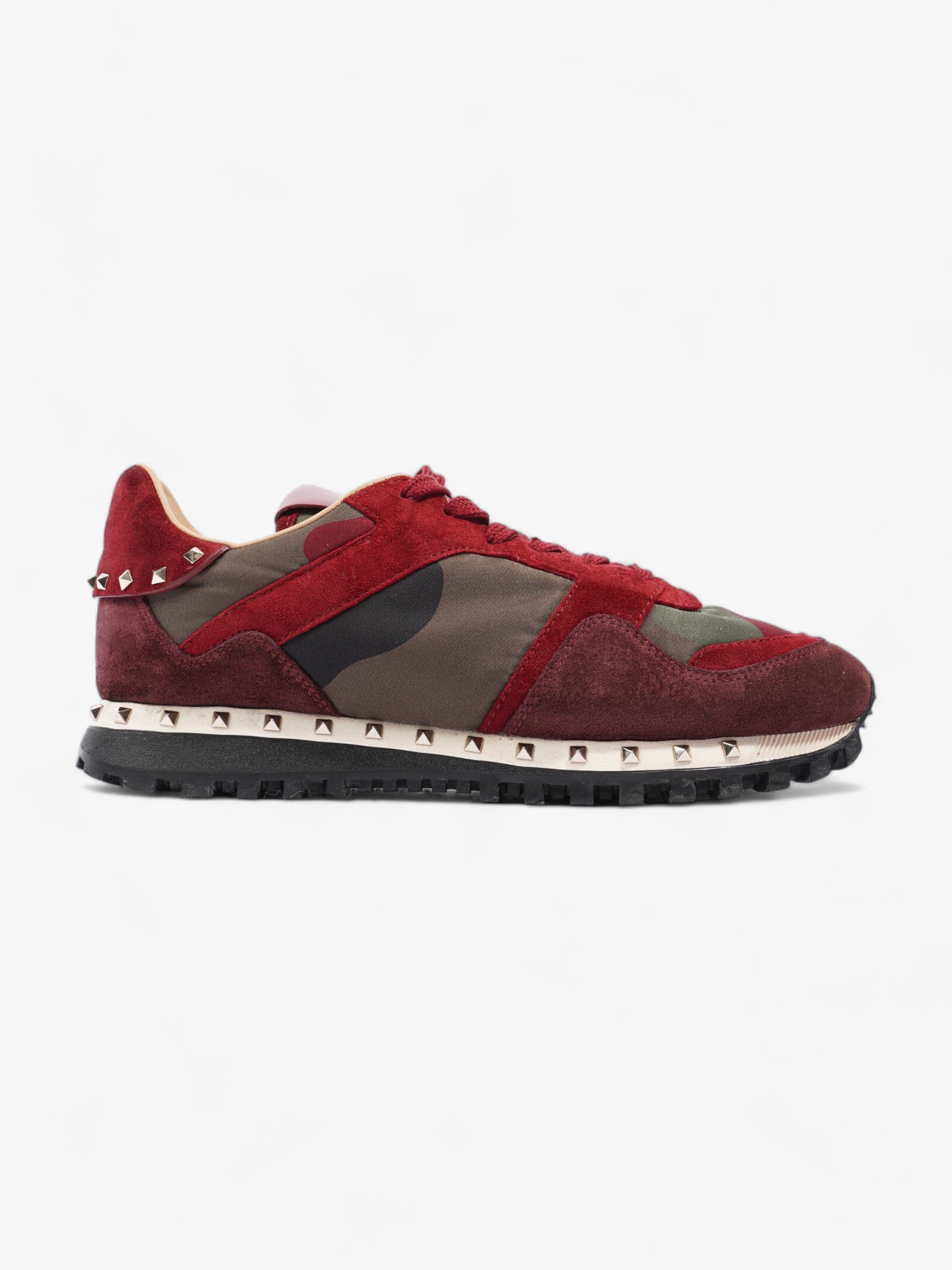 Valentino Garavani Rockstud Sneakers / Khaki / Suede In Red