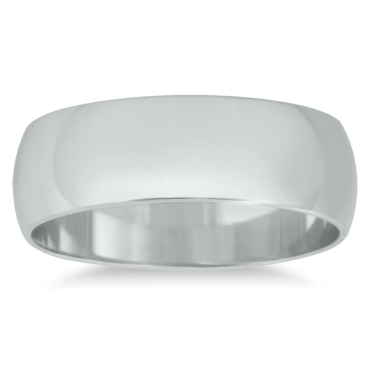 Shop Sselects 6mm Domed Wedding Band In 14k White Gold In Silver
